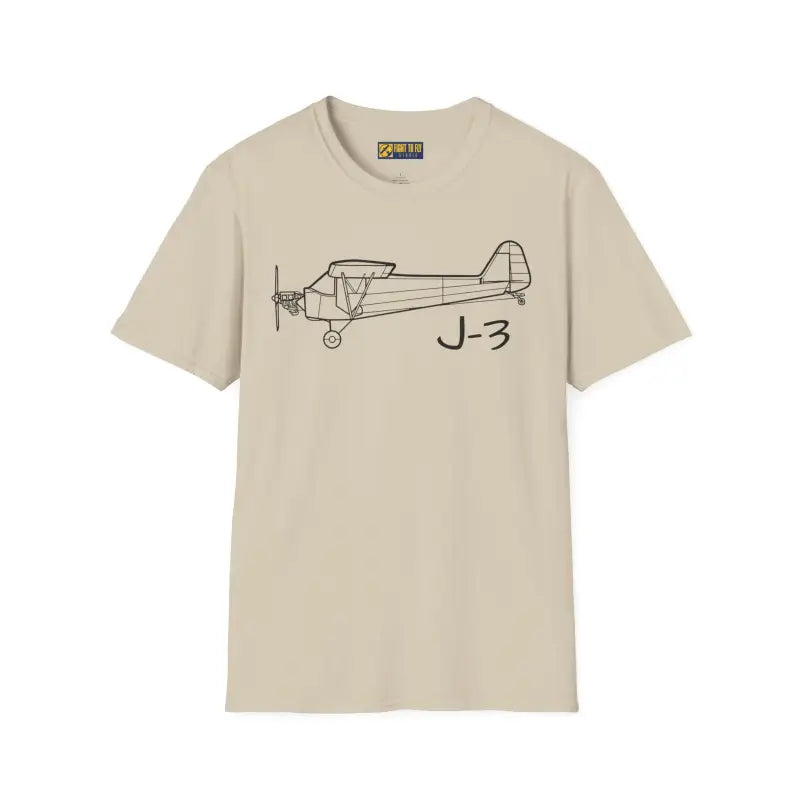J-3 (No Cowl) T-Shirt – Bare-Bones Piper Cub Bush Plane Tee - Pilot gifts - WWII warbird t-shirt