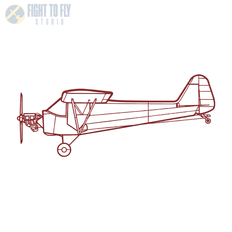 J3 Cub - No Cowl Die Cut Metal Wall Art - Sign - Pilot gifts - WWII warbird t-shirt