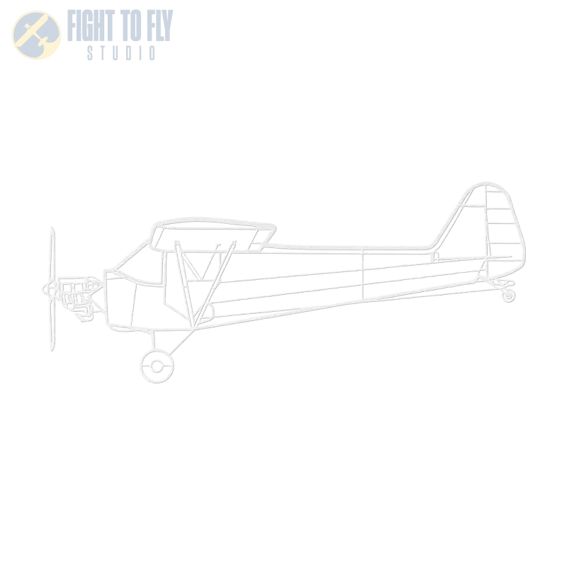 J3 Cub - No Cowl Die Cut Metal Wall Art - Sign - Pilot gifts - WWII warbird t-shirt
