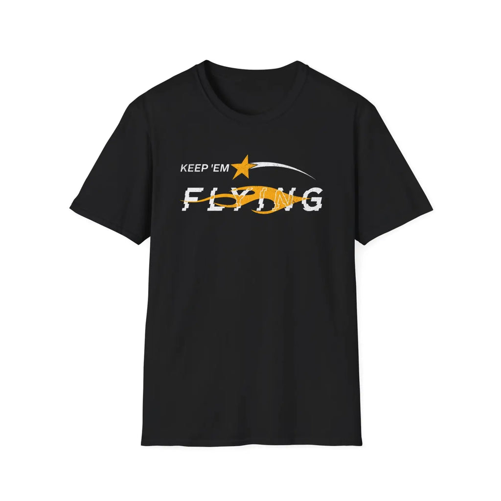 “Keep ’Em Flying” Glitch Graphic Warbird T-Shirt - Pilot gifts - WWII warbird t-shirt
