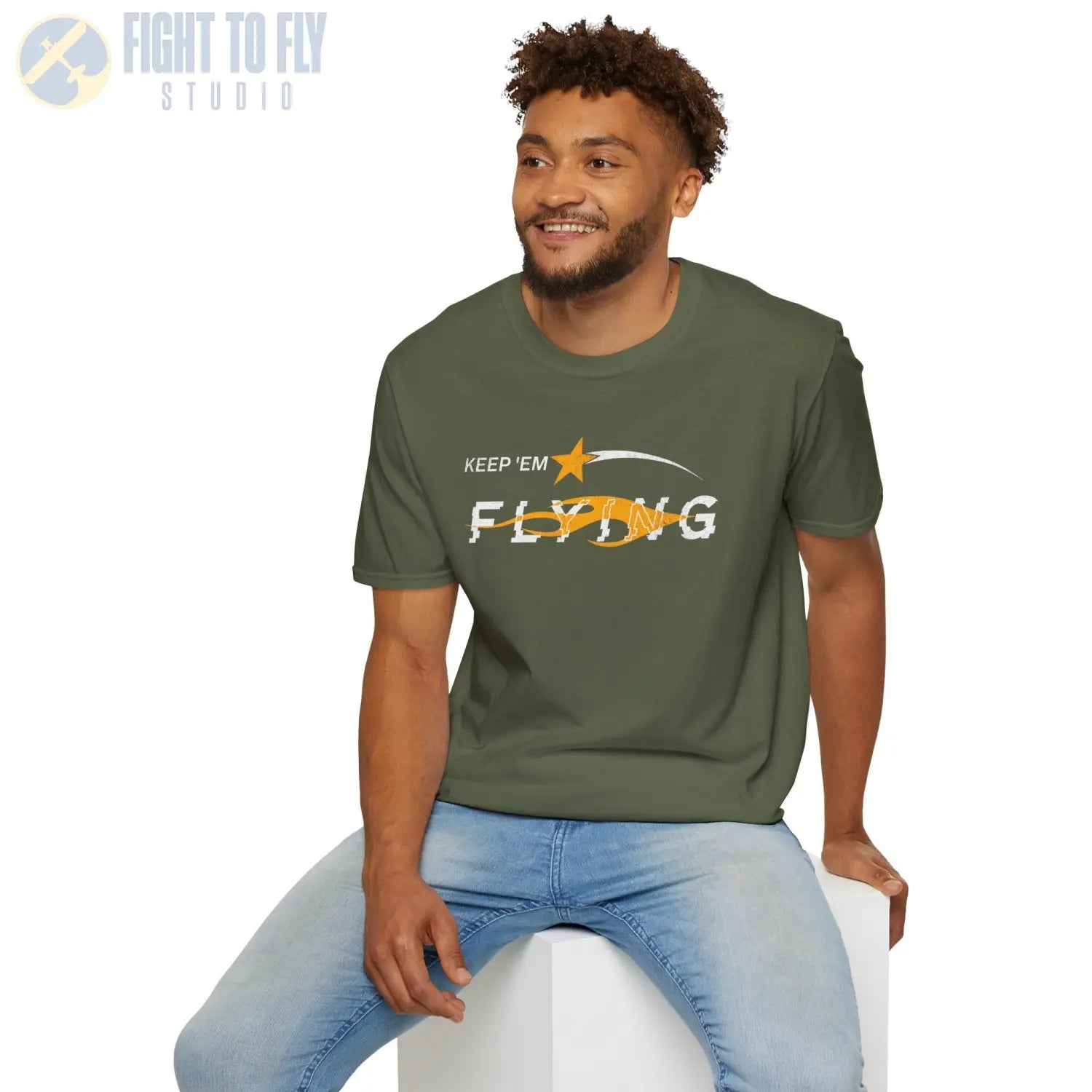 “Keep ’Em Flying” Glitch Graphic Warbird T-Shirt - Pilot gifts - WWII warbird t-shirt