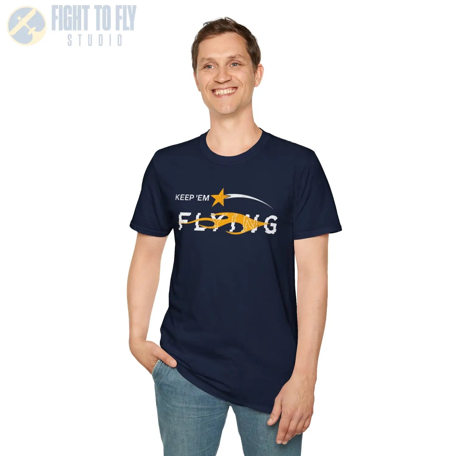 “Keep ’Em Flying” Glitch Graphic Warbird T-Shirt - Pilot gifts - WWII warbird t-shirt