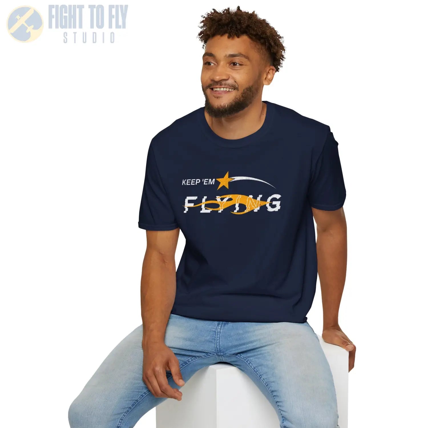 “Keep ’Em Flying” Glitch Graphic Warbird T-Shirt - Pilot gifts - WWII warbird t-shirt