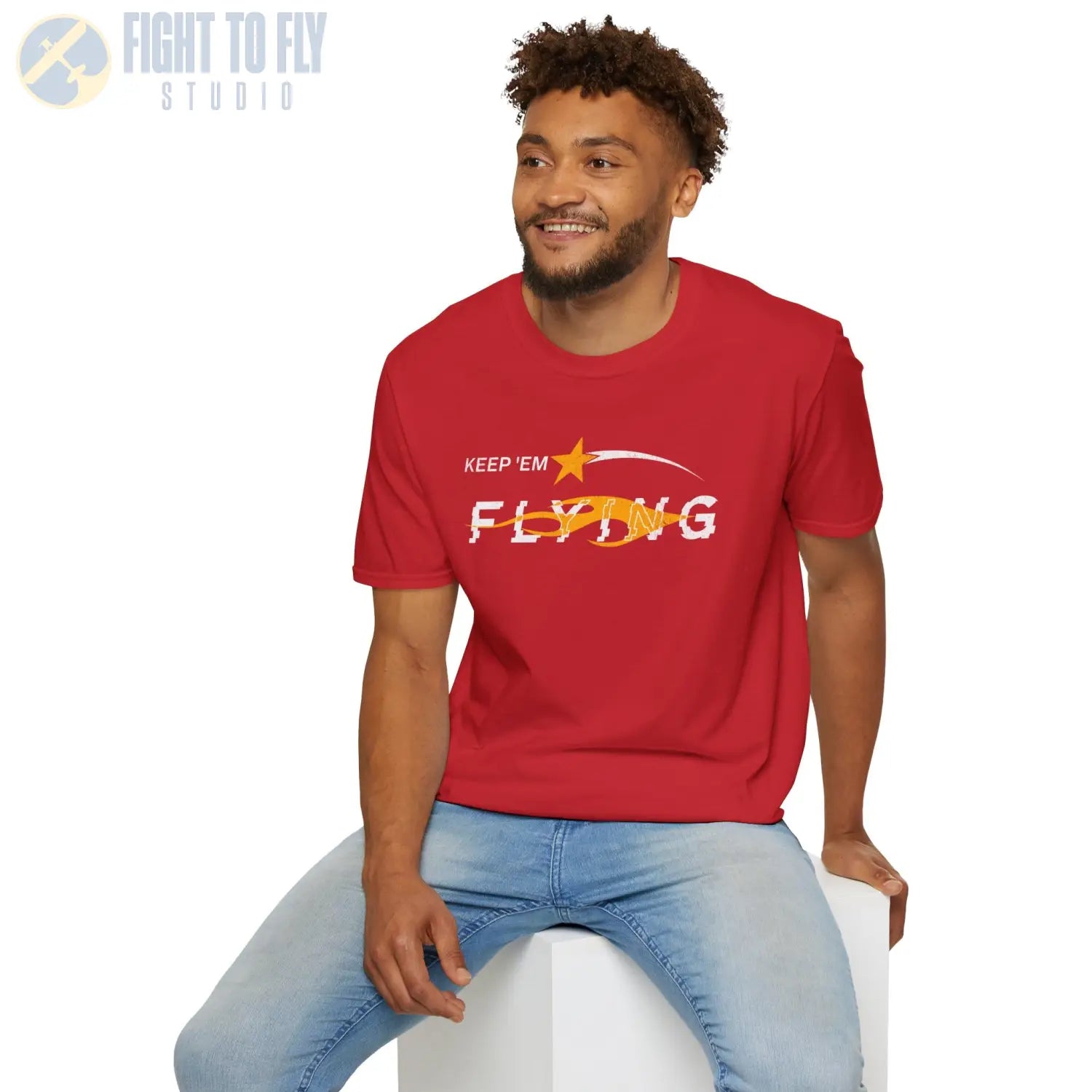 “Keep ’Em Flying” Glitch Graphic Warbird T-Shirt - Pilot gifts - WWII warbird t-shirt