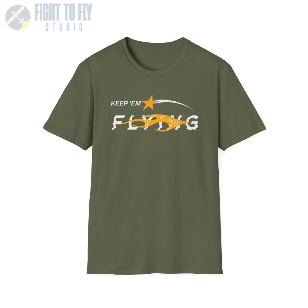 “Keep ’Em Flying” Glitch Graphic Warbird T-Shirt - Pilot gifts - WWII warbird t-shirt