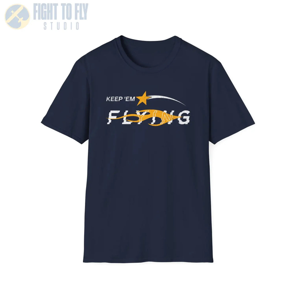 “Keep ’Em Flying” Glitch Graphic Warbird T-Shirt - Pilot gifts - WWII warbird t-shirt