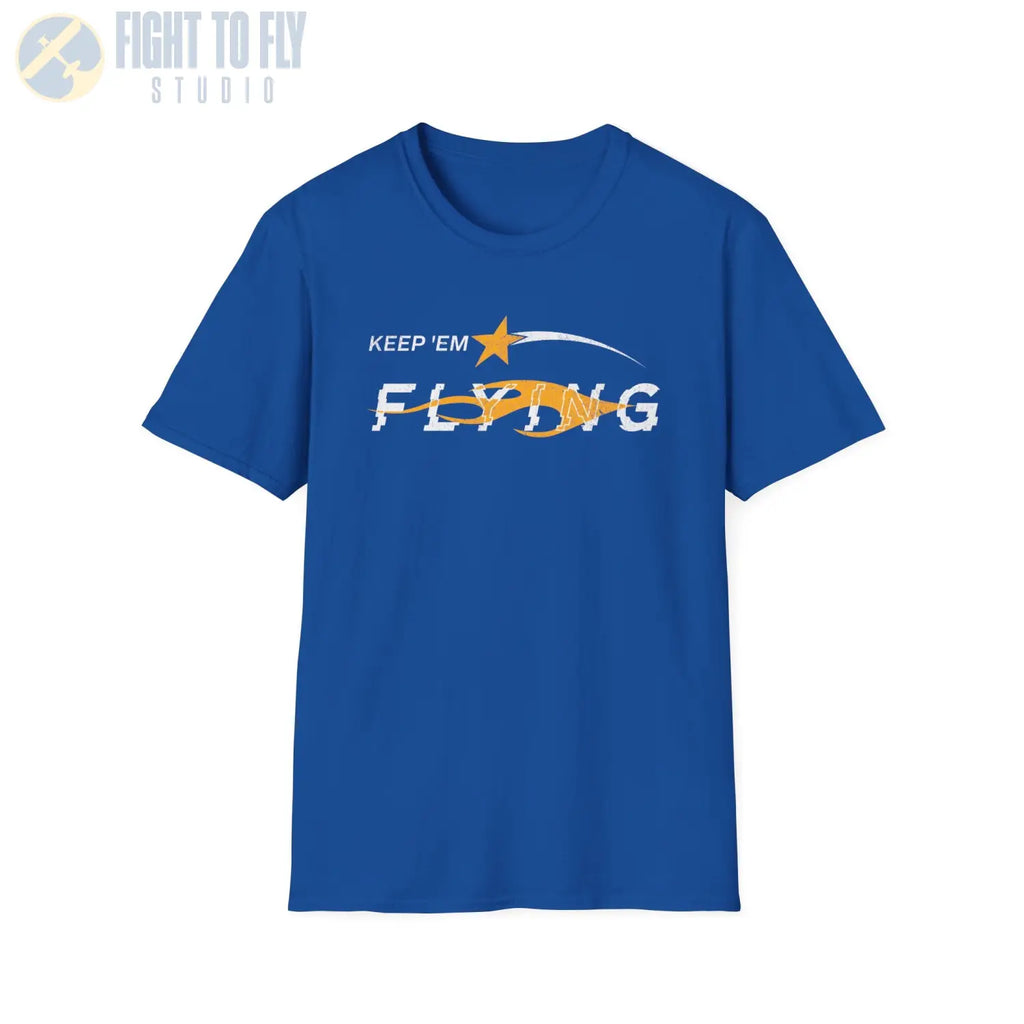 “Keep ’Em Flying” Glitch Graphic Warbird T-Shirt - Pilot gifts - WWII warbird t-shirt