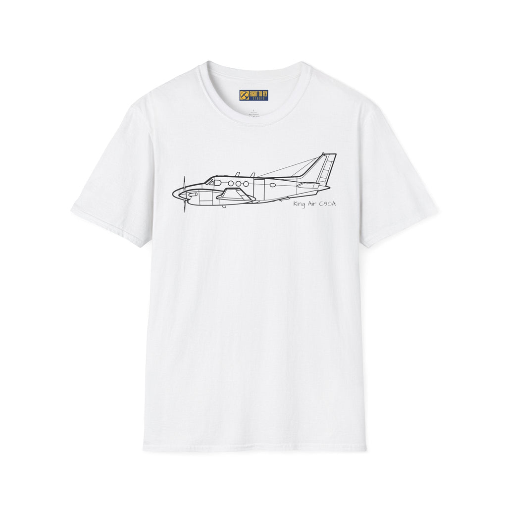 King Air C90A T-Shirt – Twin Turboprop Side Profile Aviation Tee - Pilot gifts - WWII warbird t-shirt