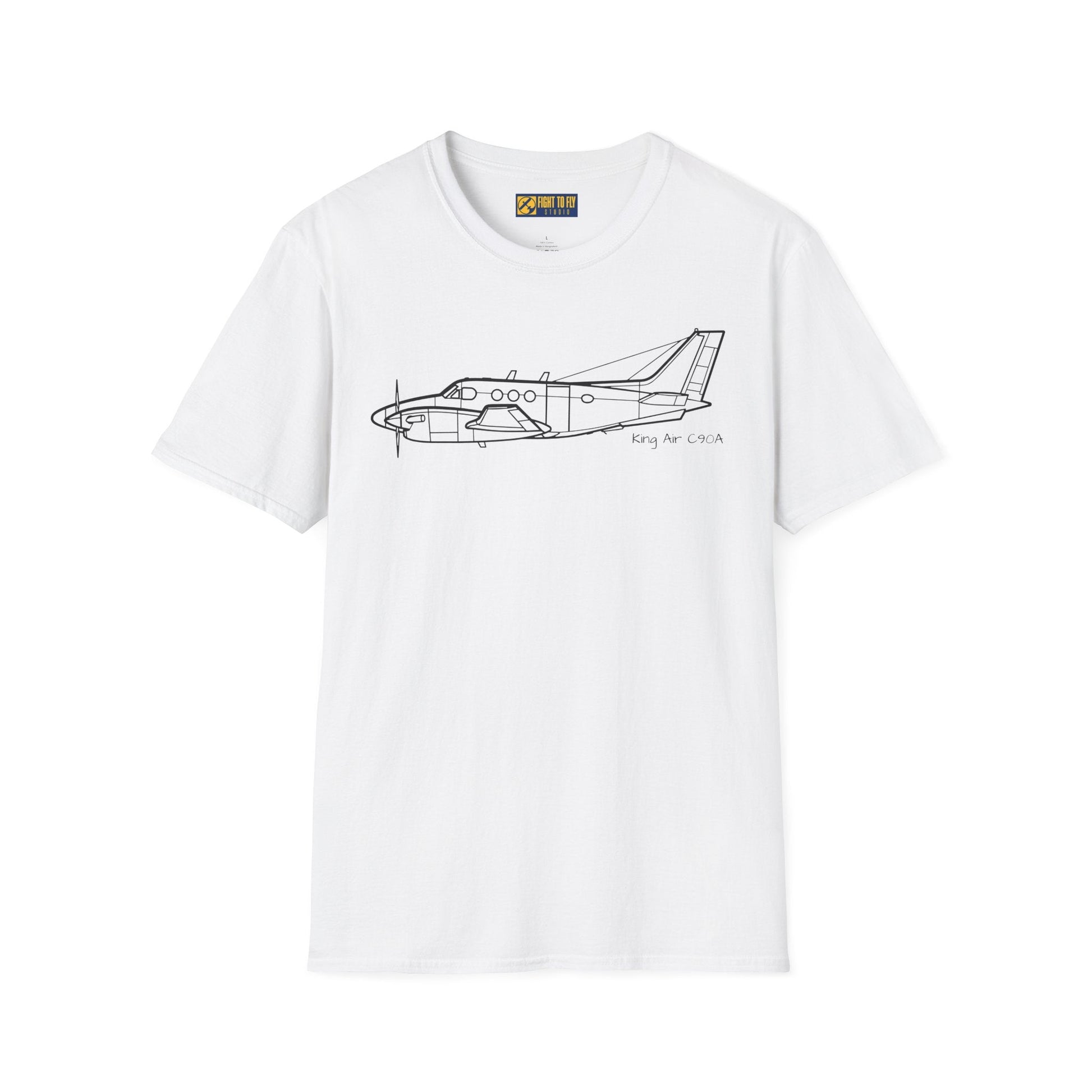 King Air C90A T-Shirt – Twin Turboprop Side Profile Aviation Tee - Pilot gifts - WWII warbird t-shirt