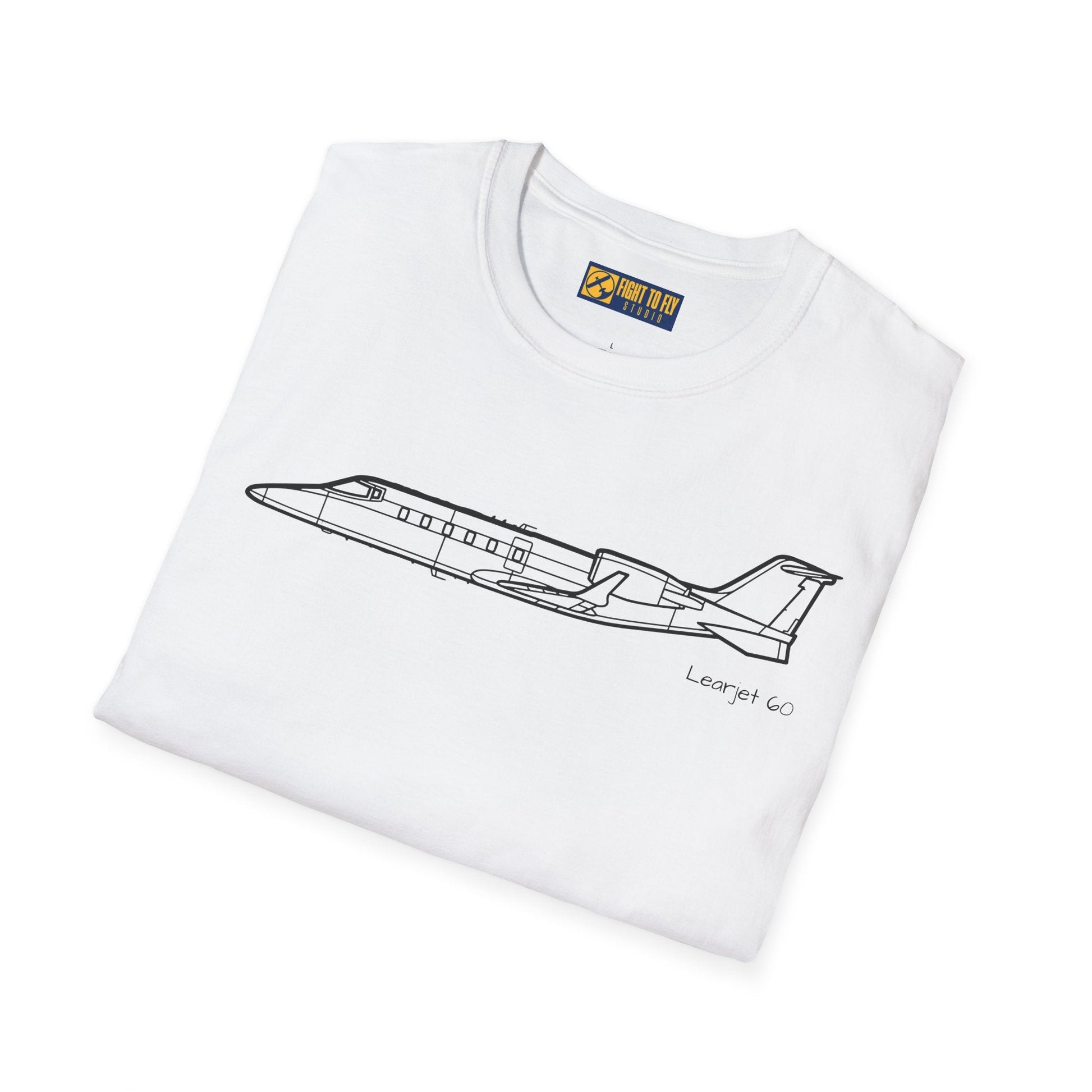 Learjet 60 T-Shirt – Mid-Size Business Jet Side Profile Aviation Tee - Pilot gifts - WWII warbird t-shirt