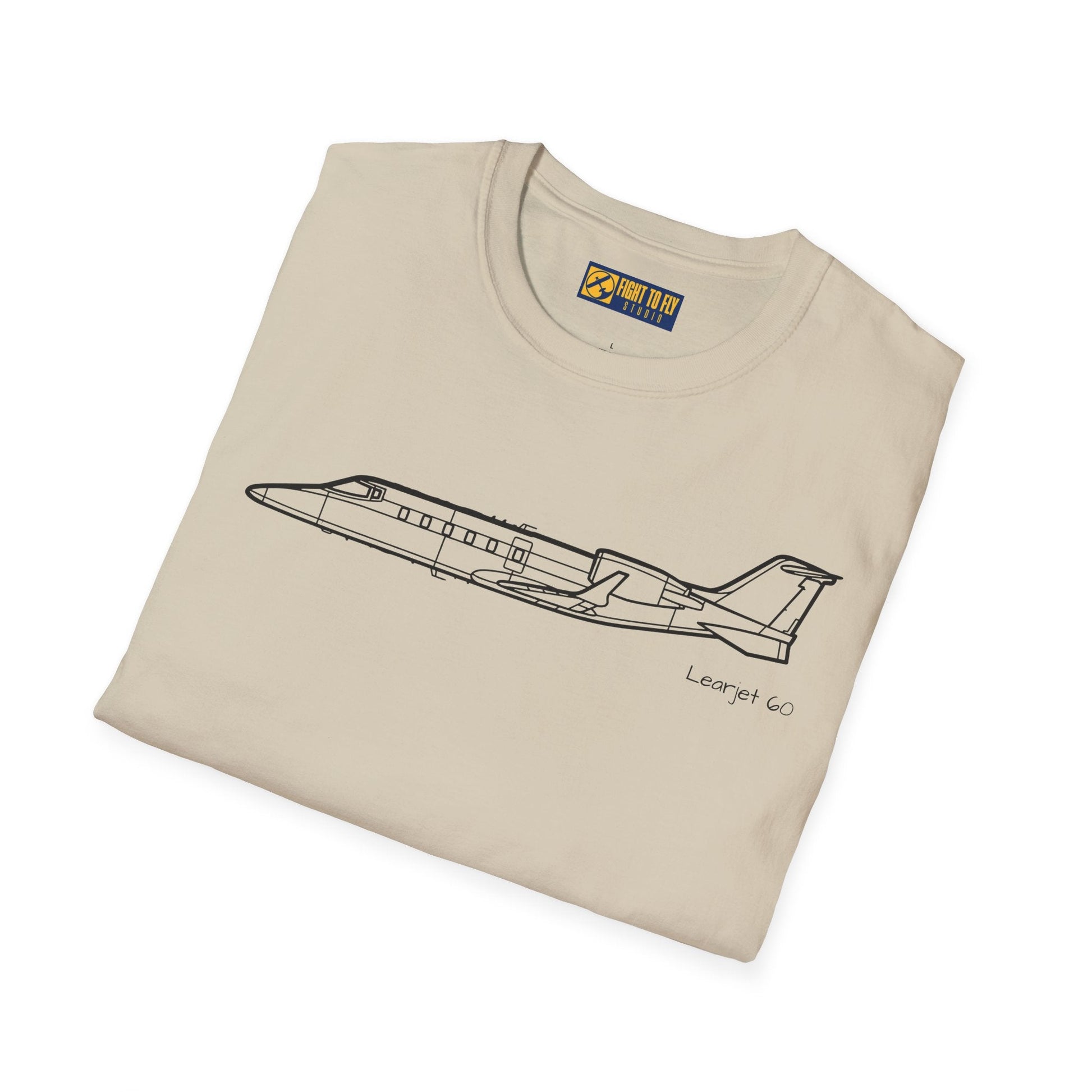 Learjet 60 T-Shirt – Mid-Size Business Jet Side Profile Aviation Tee - Pilot gifts - WWII warbird t-shirt