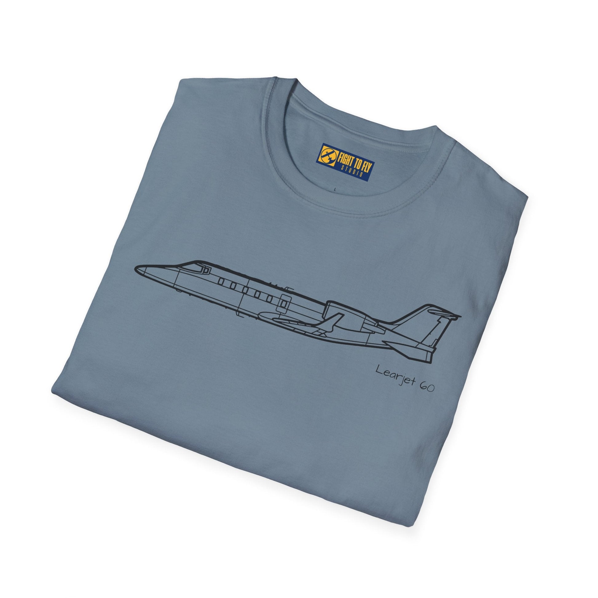 Learjet 60 T-Shirt – Mid-Size Business Jet Side Profile Aviation Tee - Pilot gifts - WWII warbird t-shirt