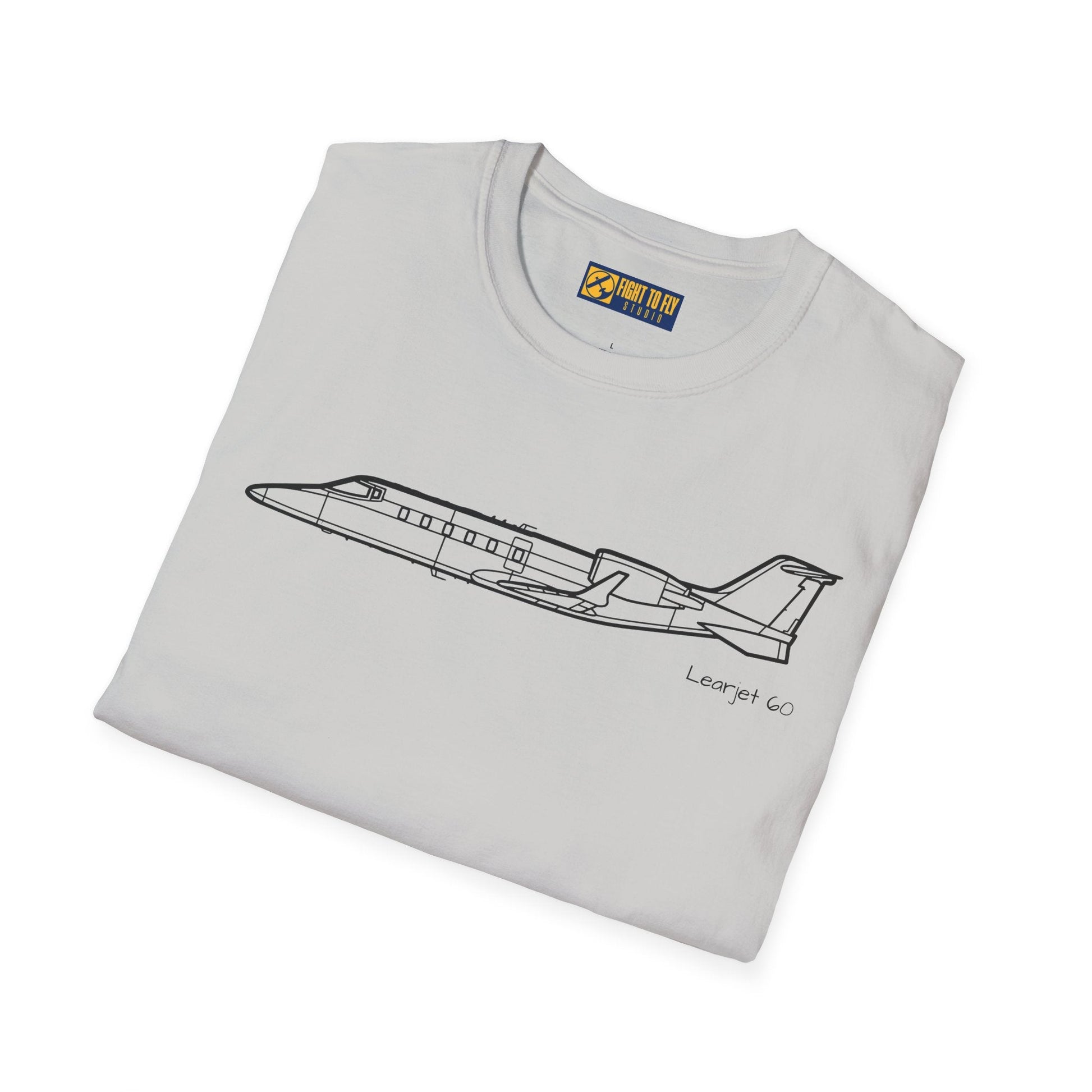 Learjet 60 T-Shirt – Mid-Size Business Jet Side Profile Aviation Tee - Pilot gifts - WWII warbird t-shirt