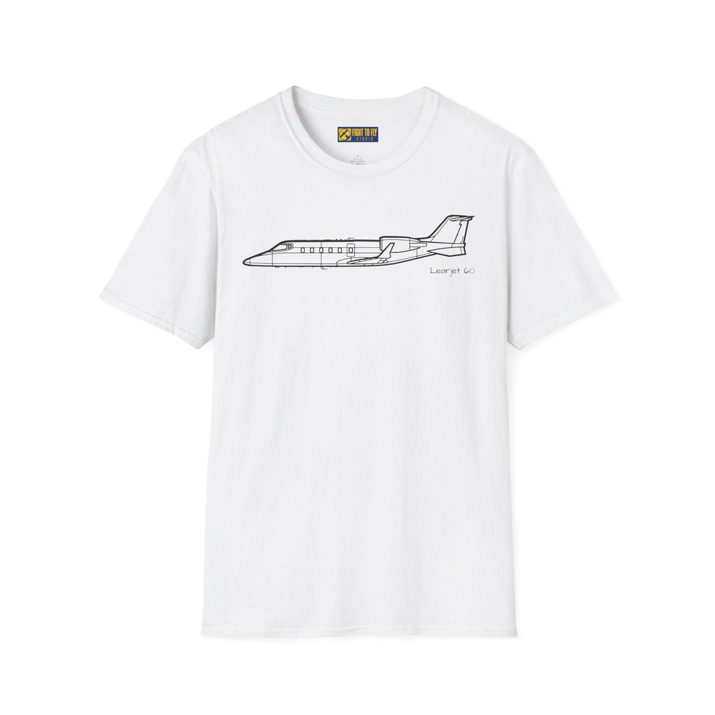 Learjet 60 T-Shirt – Mid-Size Business Jet Side Profile Aviation Tee - Pilot gifts - WWII warbird t-shirt