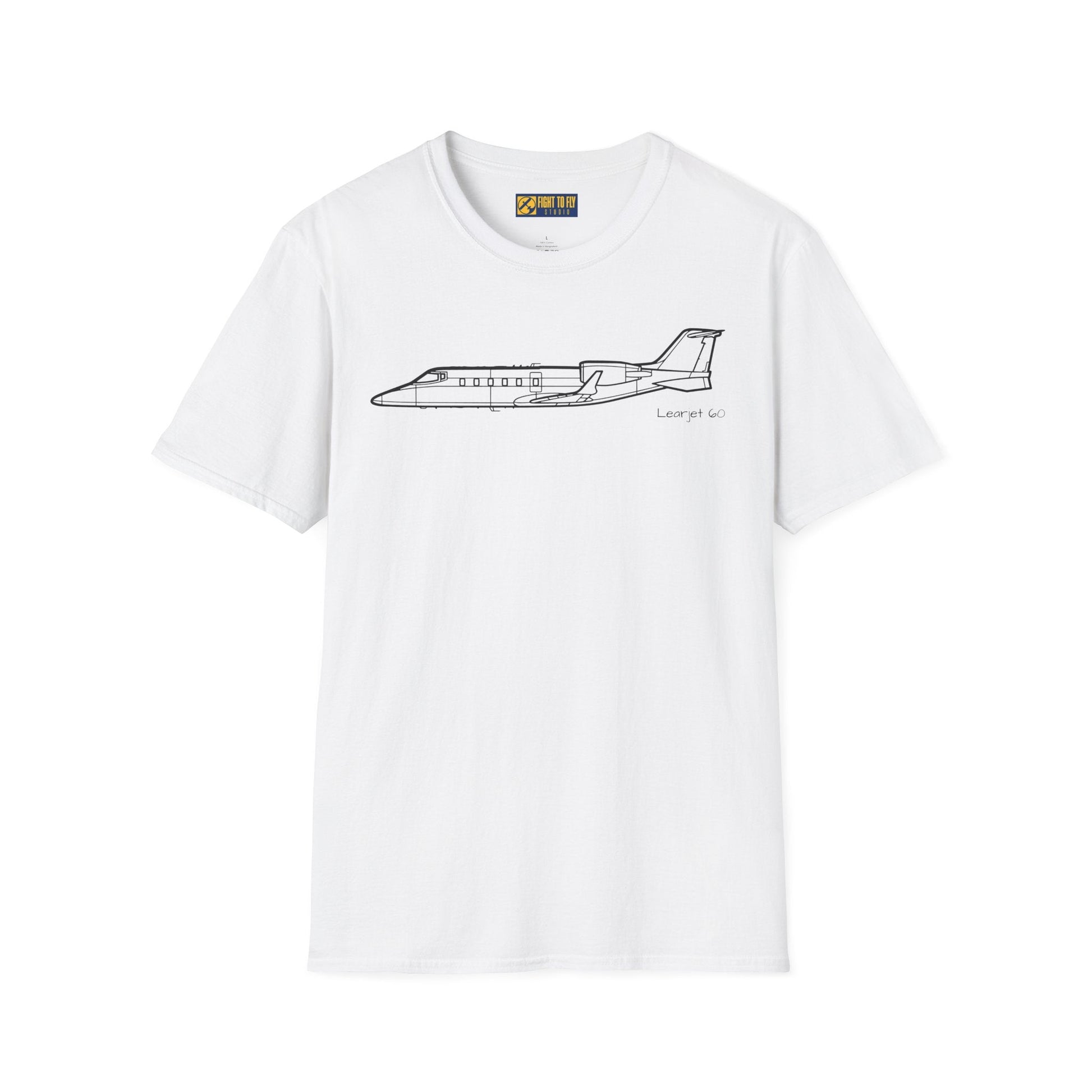 Learjet 60 T-Shirt – Mid-Size Business Jet Side Profile Aviation Tee - Pilot gifts - WWII warbird t-shirt