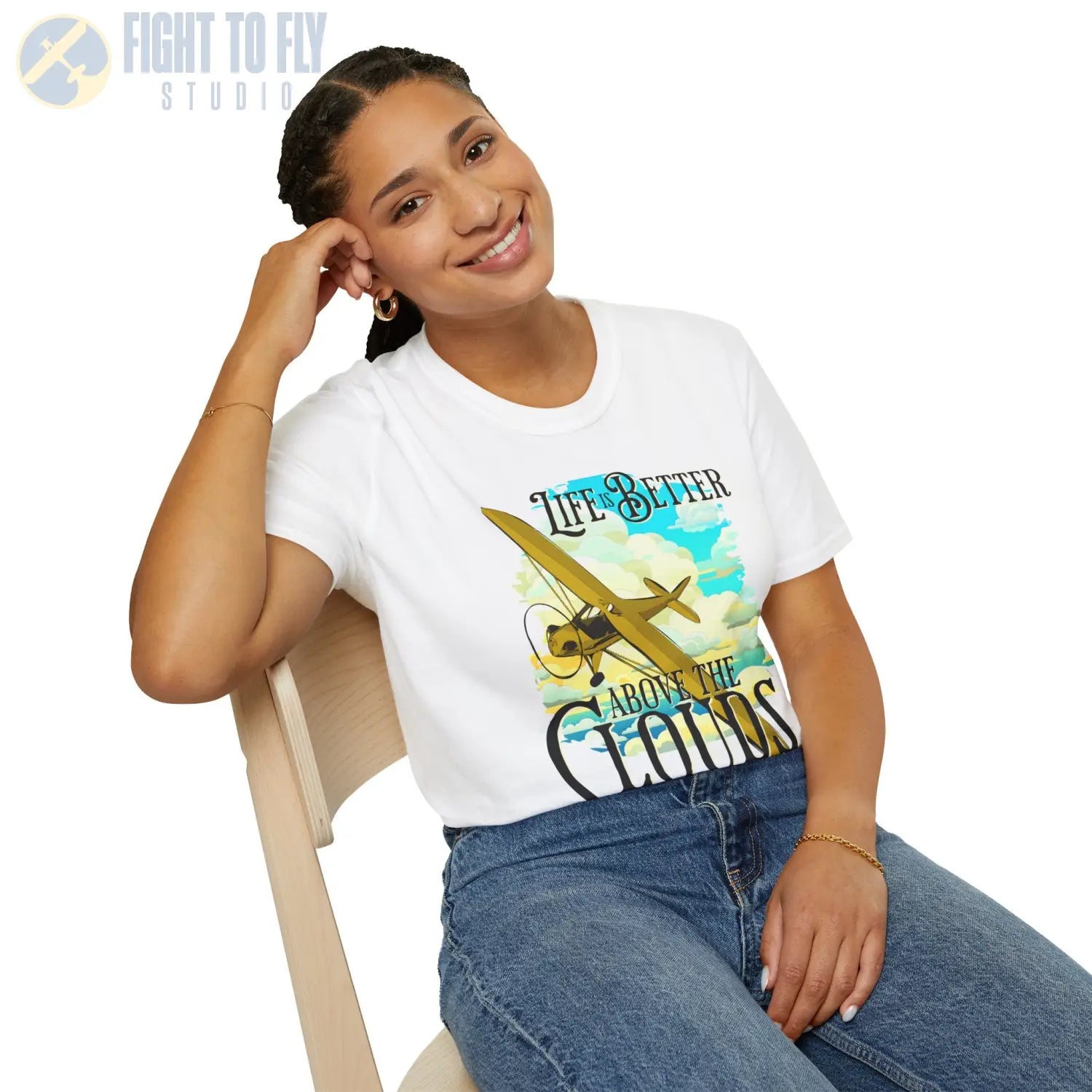 Life is Better Above the Clouds - Cub - Tee - T-Shirt - Pilot gifts - WWII warbird t-shirt