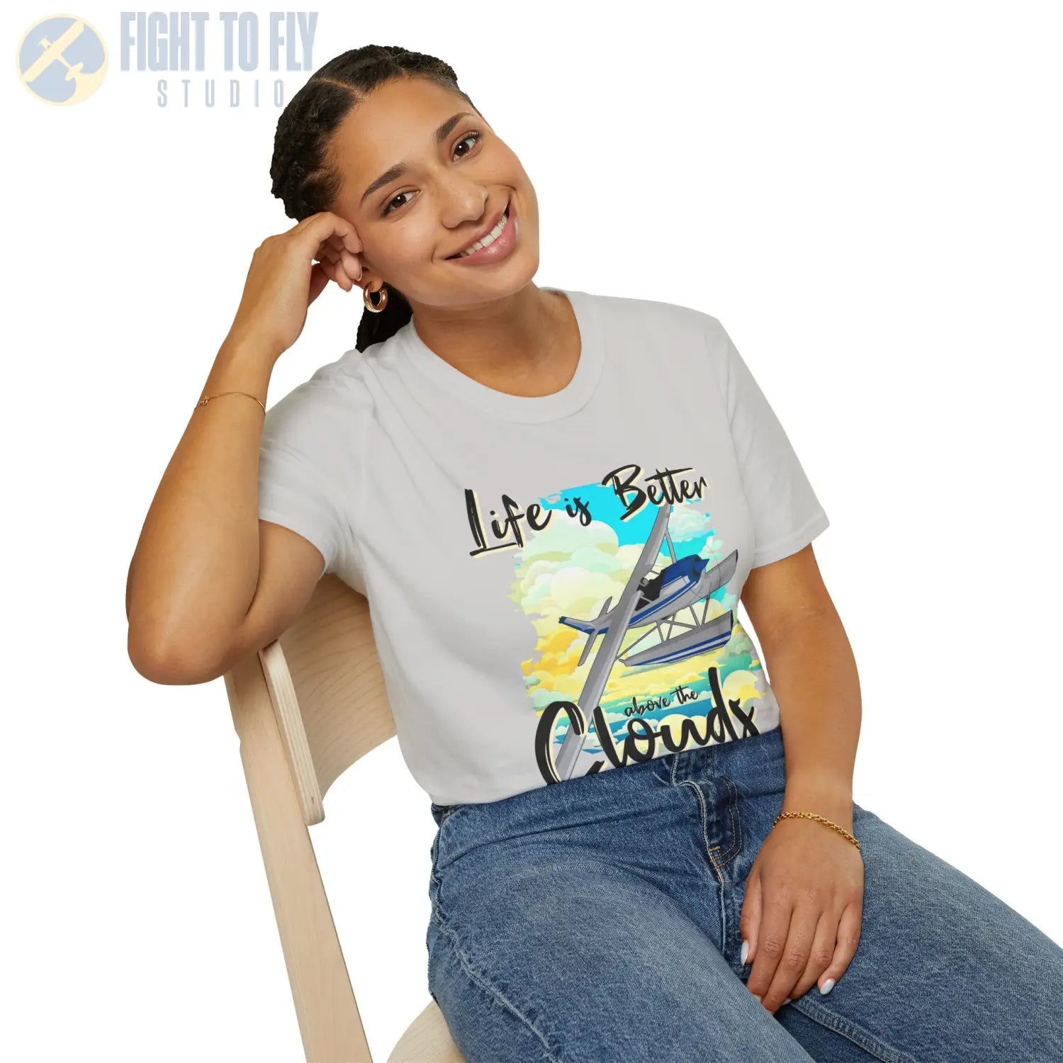Life is Better Above the Clouds - Float Style - Tee - T-Shirt - Pilot gifts - WWII warbird t-shirt