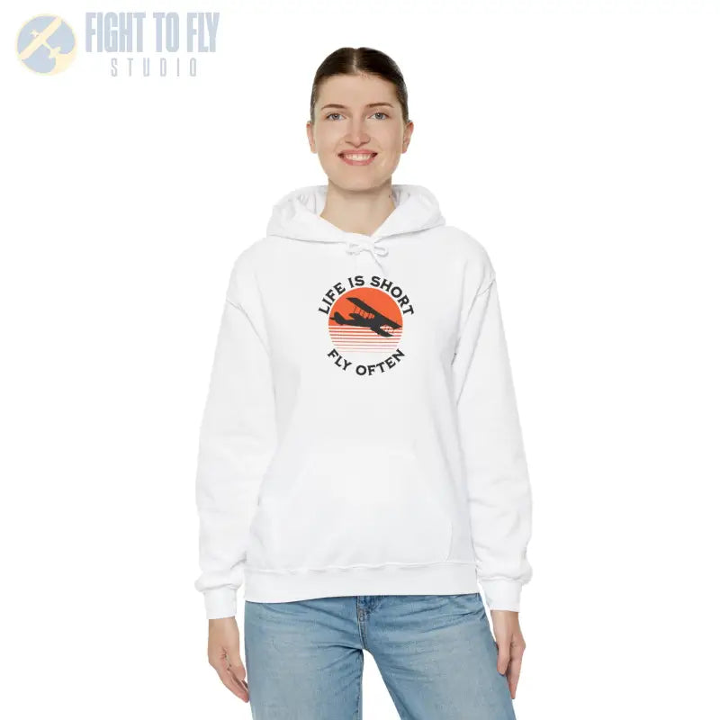 Life is Short - Fly Often - Unisex Heavy Blend™ Hooded Sweatshirt - Hoodie - Gifts for pilots - Aviation apparel