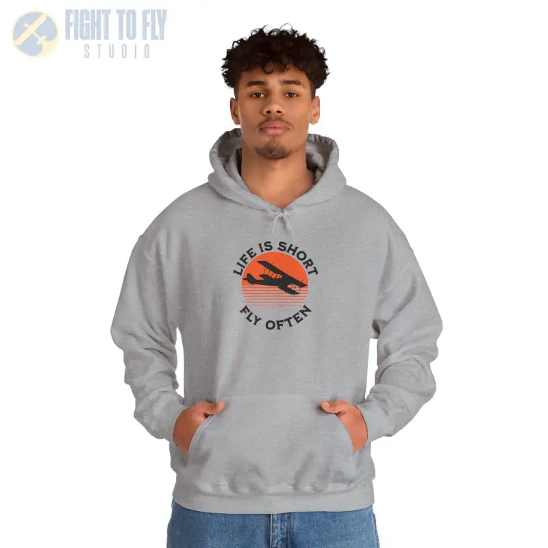 Life is Short - Fly Often - Unisex Heavy Blend™ Hooded Sweatshirt - Hoodie - Gifts for pilots - Aviation apparel