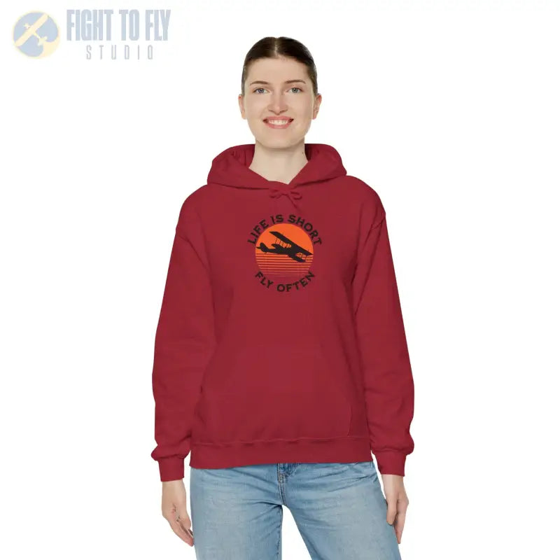 Life is Short - Fly Often - Unisex Heavy Blend™ Hooded Sweatshirt - Hoodie - Gifts for pilots - Aviation apparel