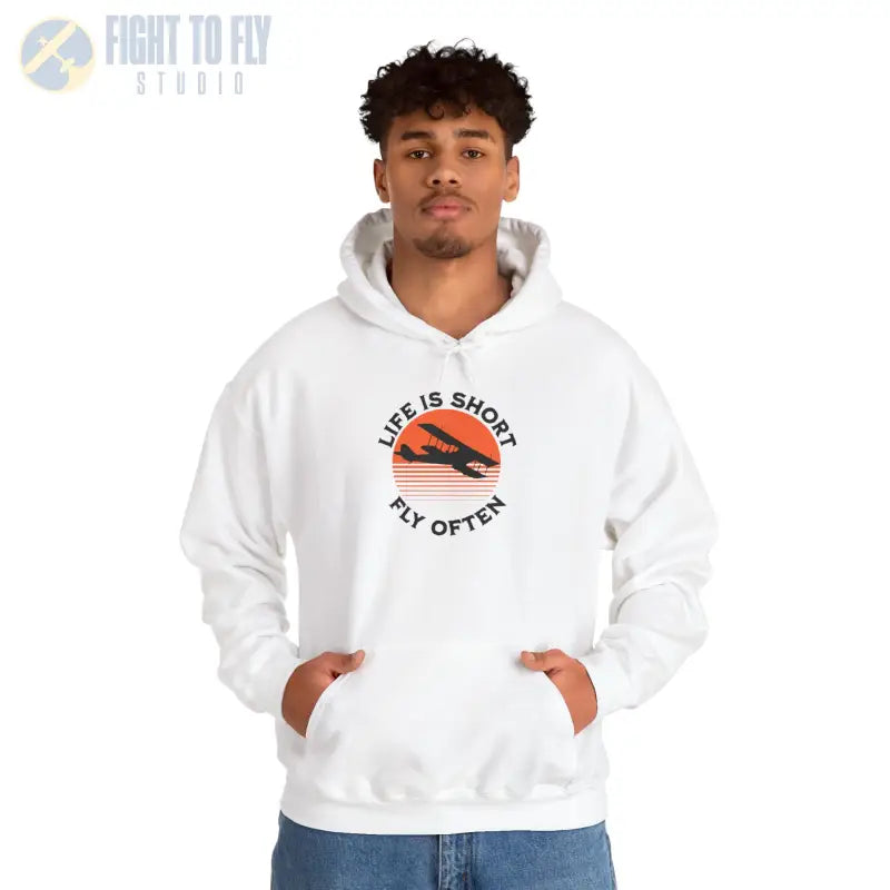 Life is Short - Fly Often - Unisex Heavy Blend™ Hooded Sweatshirt - Hoodie - Gifts for pilots - Aviation apparel