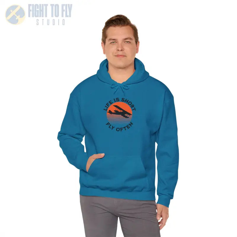 Life is Short - Fly Often - Unisex Heavy Blend™ Hooded Sweatshirt - Hoodie - Gifts for pilots - Aviation apparel
