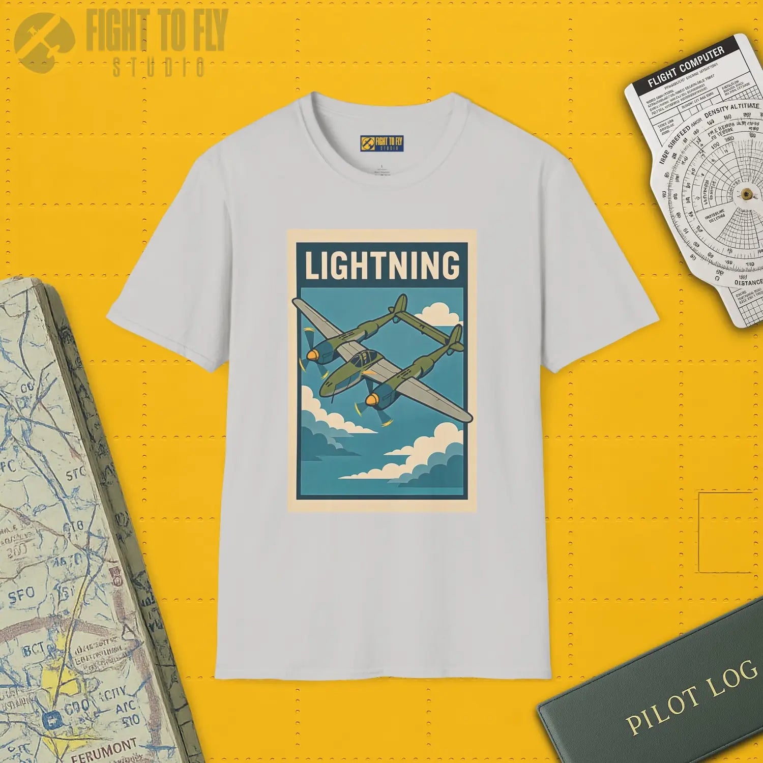 P-38 Lightning Premium Full Graphic T-Shirt - Pilot gifts - WWII warbird t-shirt