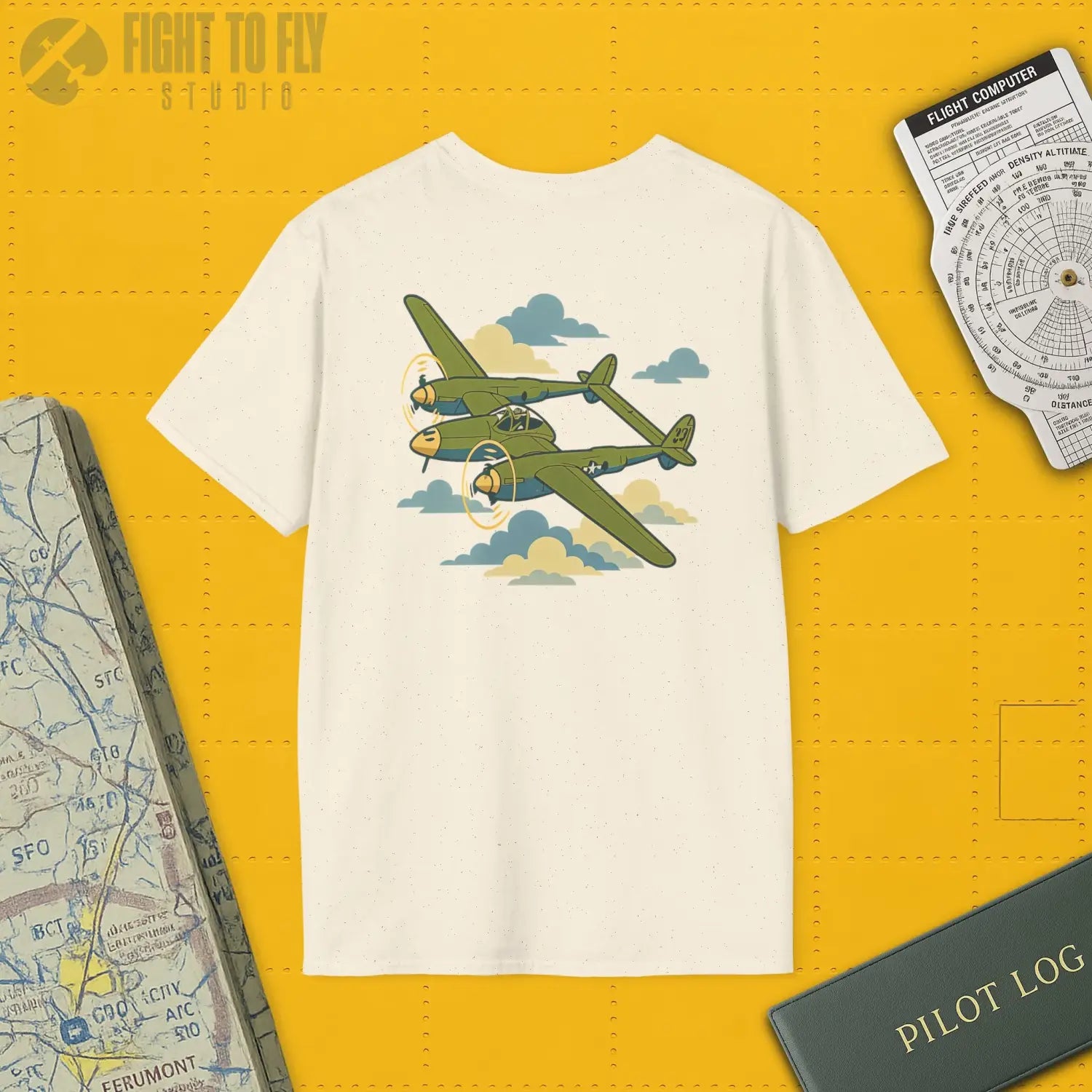 P-38 Lightning Premium Full Graphic T-Shirt - Pilot gifts - WWII warbird t-shirt