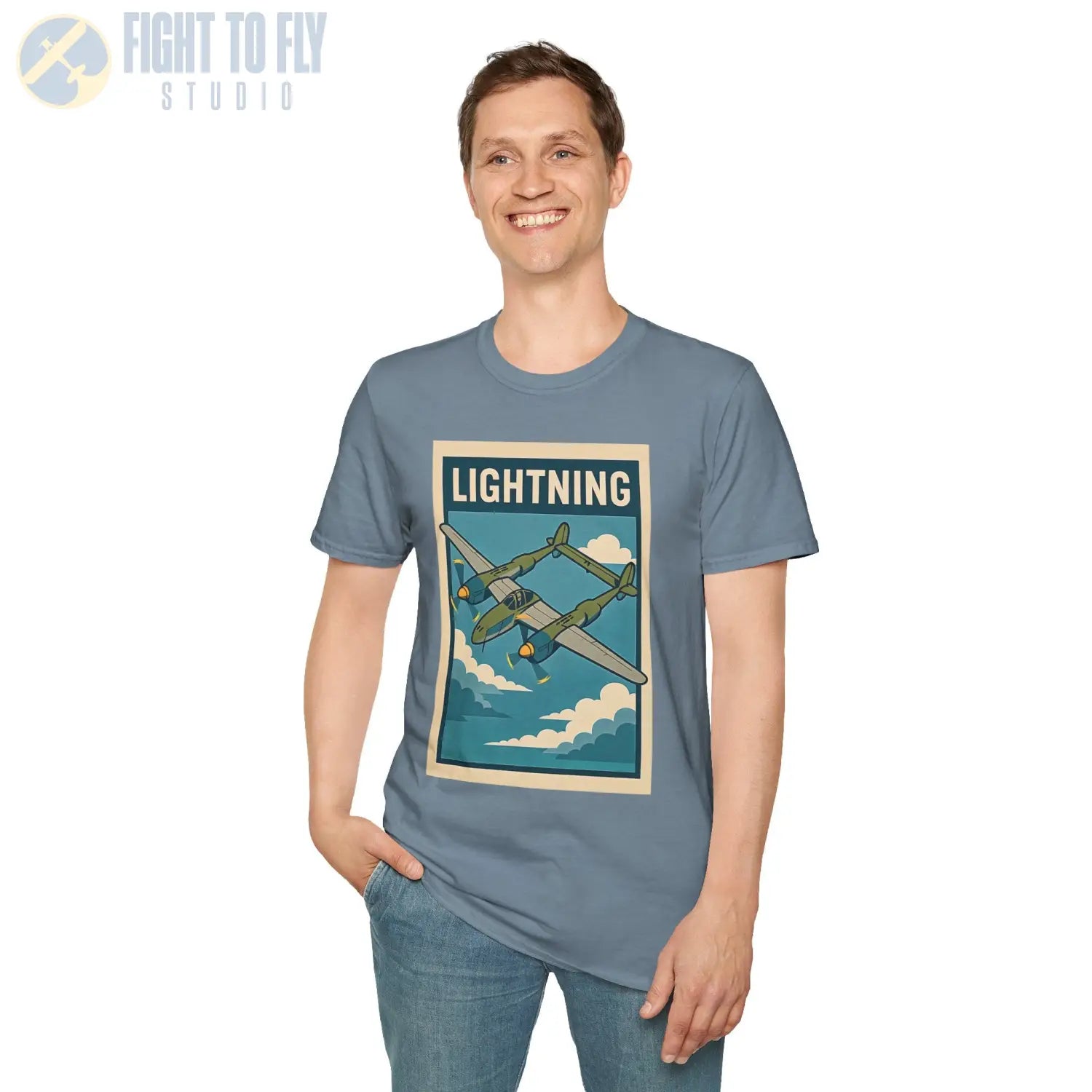 P-38 Lightning Premium Full Graphic T-Shirt - Pilot gifts - WWII warbird t-shirt