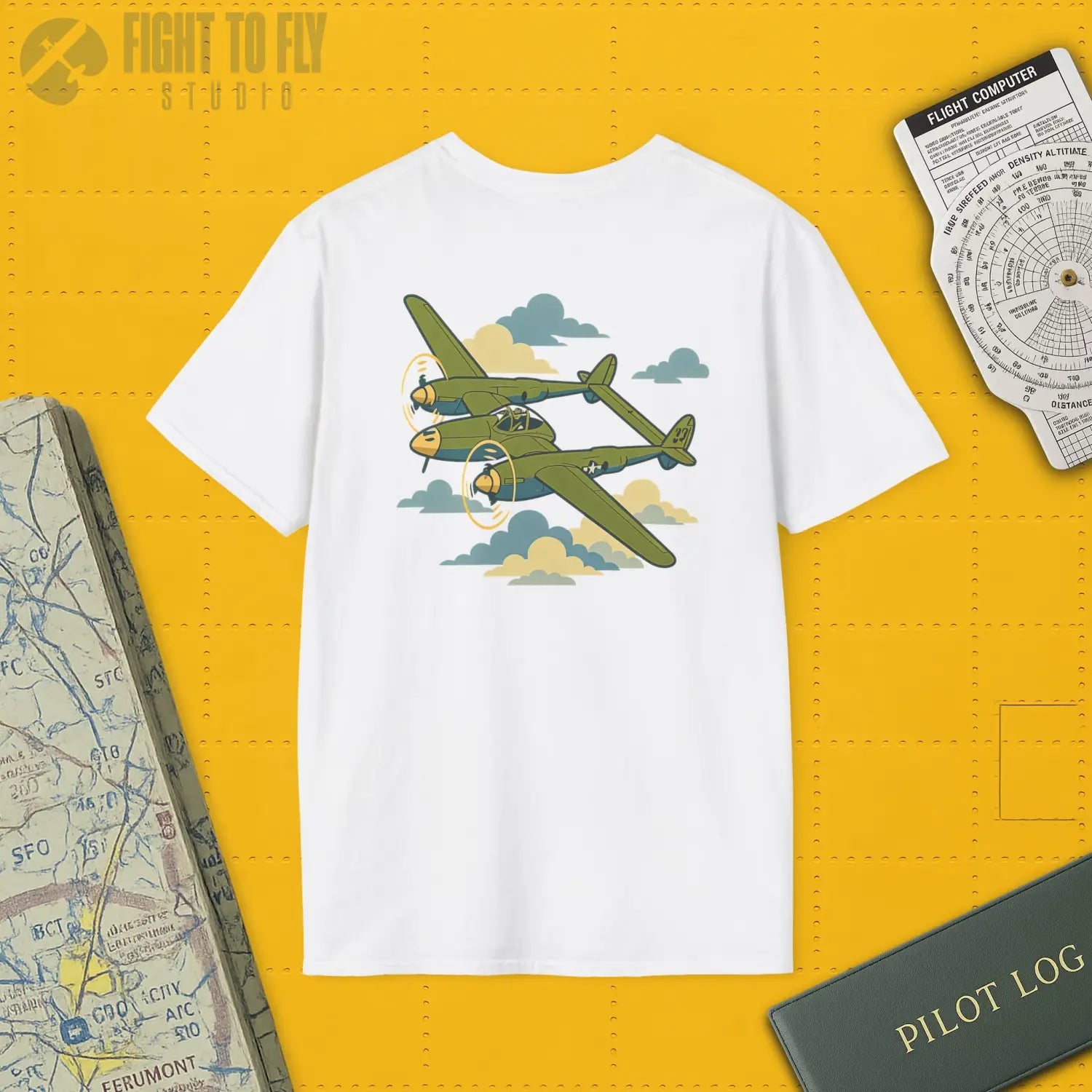 P-38 Lightning Premium Full Graphic T-Shirt - Pilot gifts - WWII warbird t-shirt