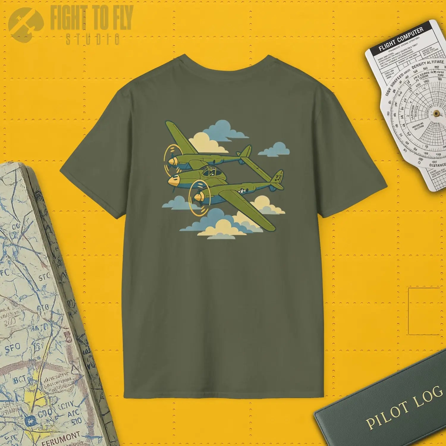 P-38 Lightning Premium Full Graphic T-Shirt - Pilot gifts - WWII warbird t-shirt