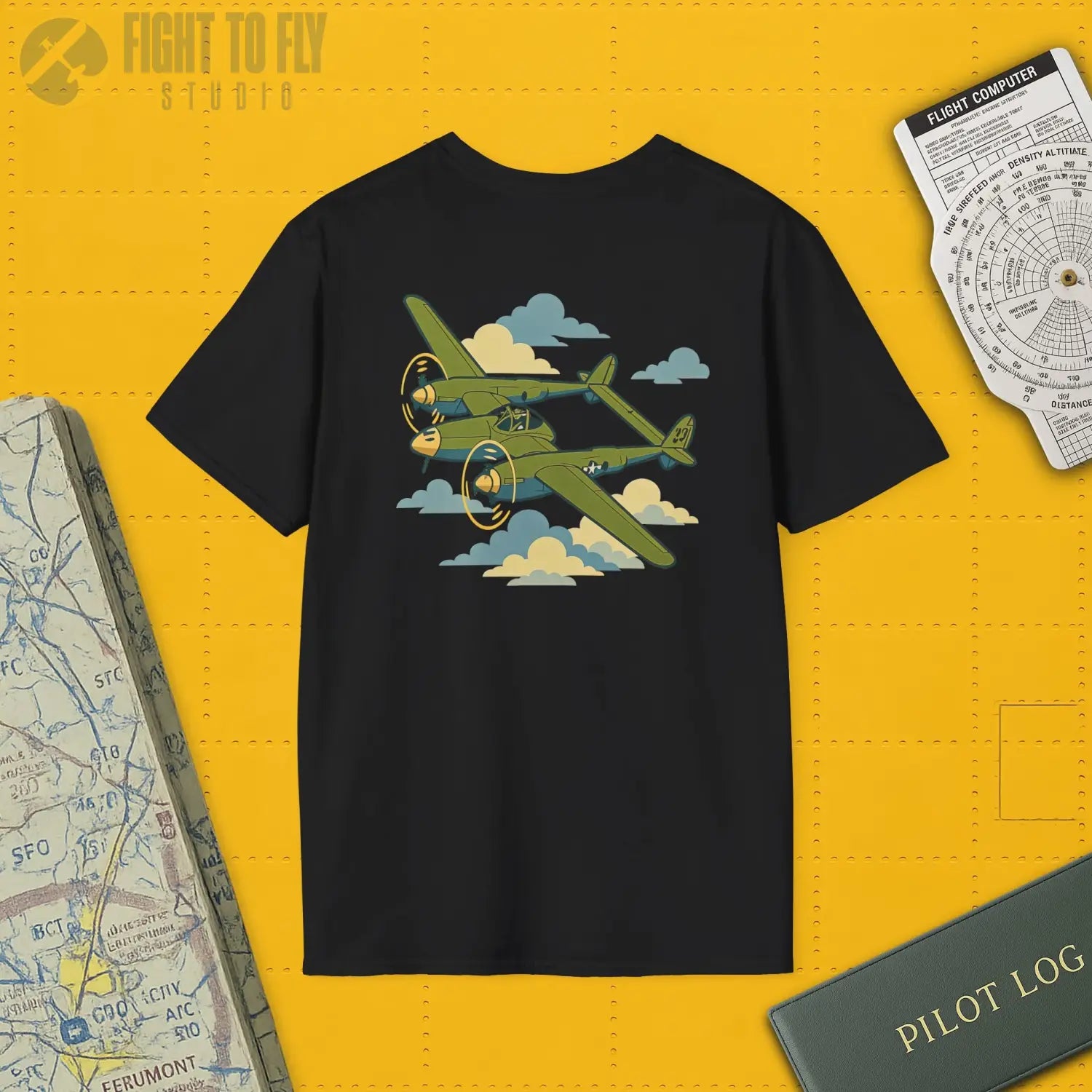 P-38 Lightning Premium Full Graphic T-Shirt - Pilot gifts - WWII warbird t-shirt