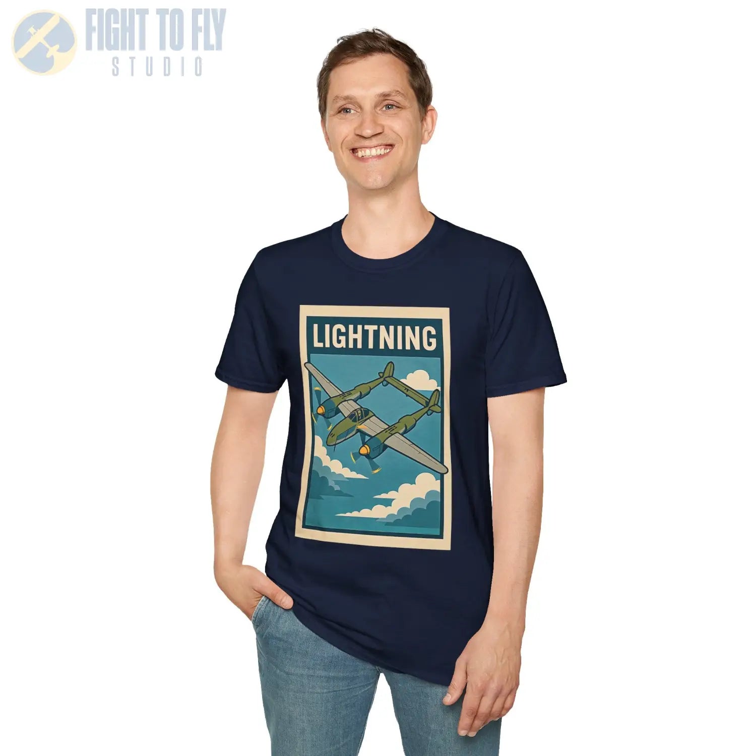 P-38 Lightning Premium Full Graphic T-Shirt - Pilot gifts - WWII warbird t-shirt