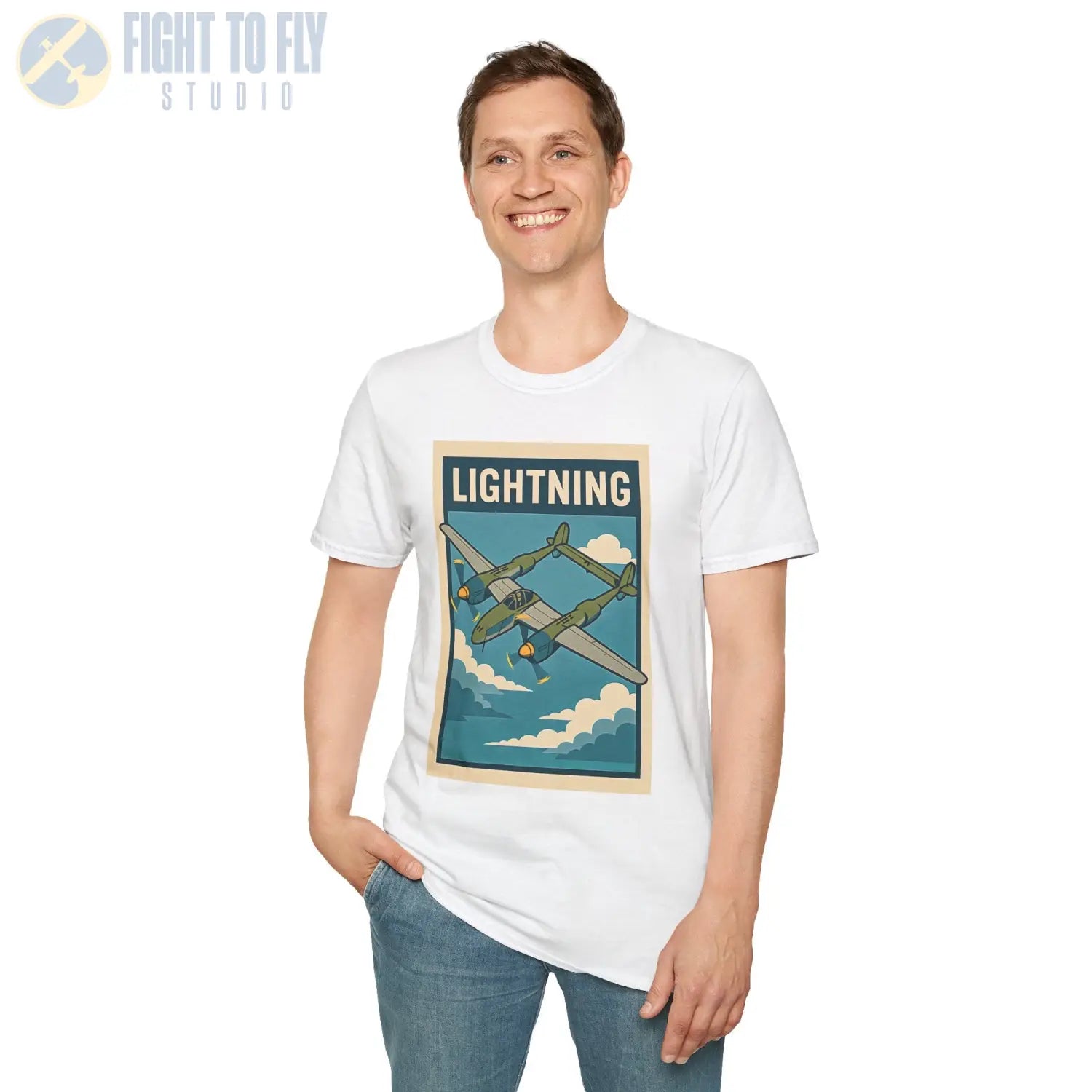 P-38 Lightning Premium Full Graphic T-Shirt - Pilot gifts - WWII warbird t-shirt