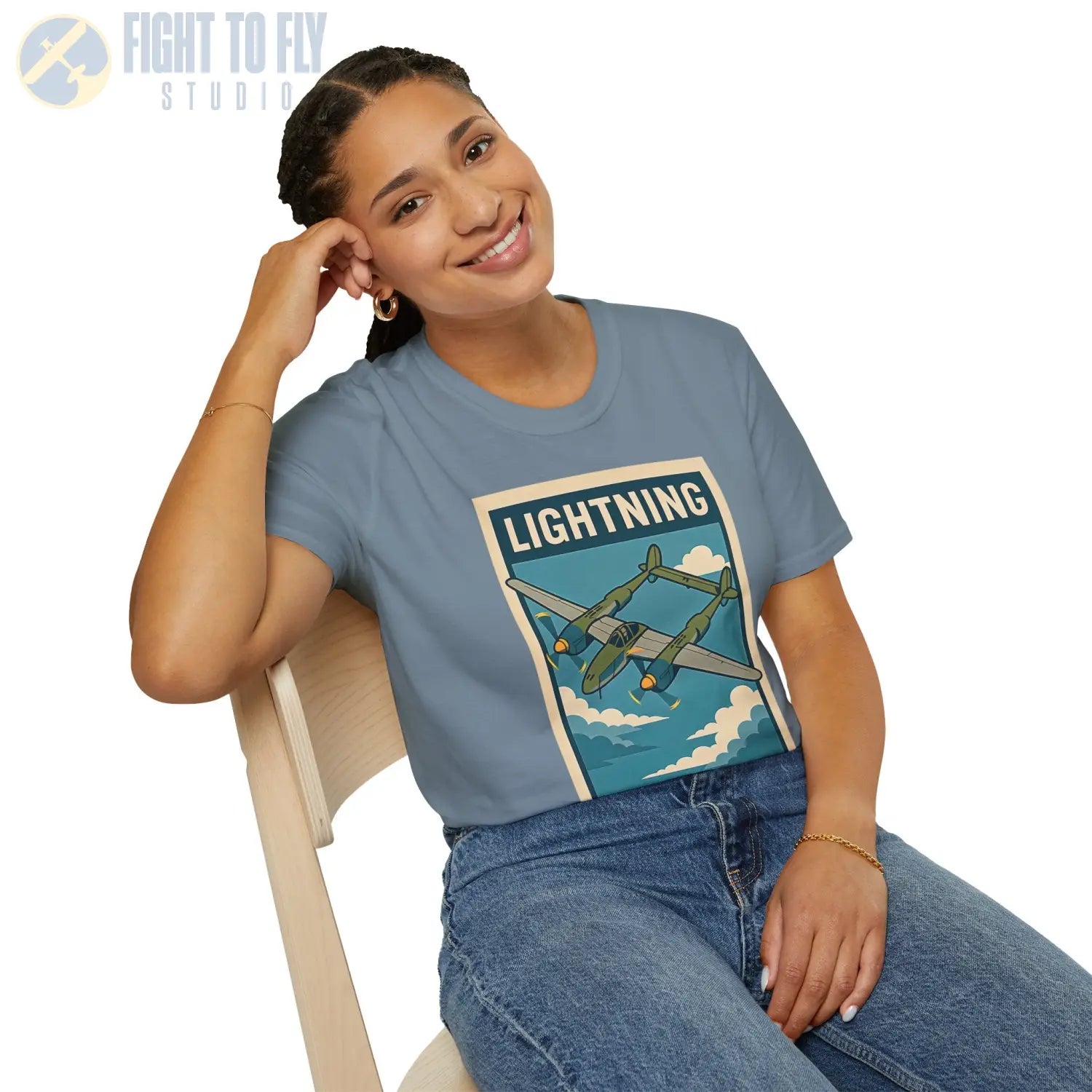 P-38 Lightning Premium Full Graphic T-Shirt - Pilot gifts - WWII warbird t-shirt
