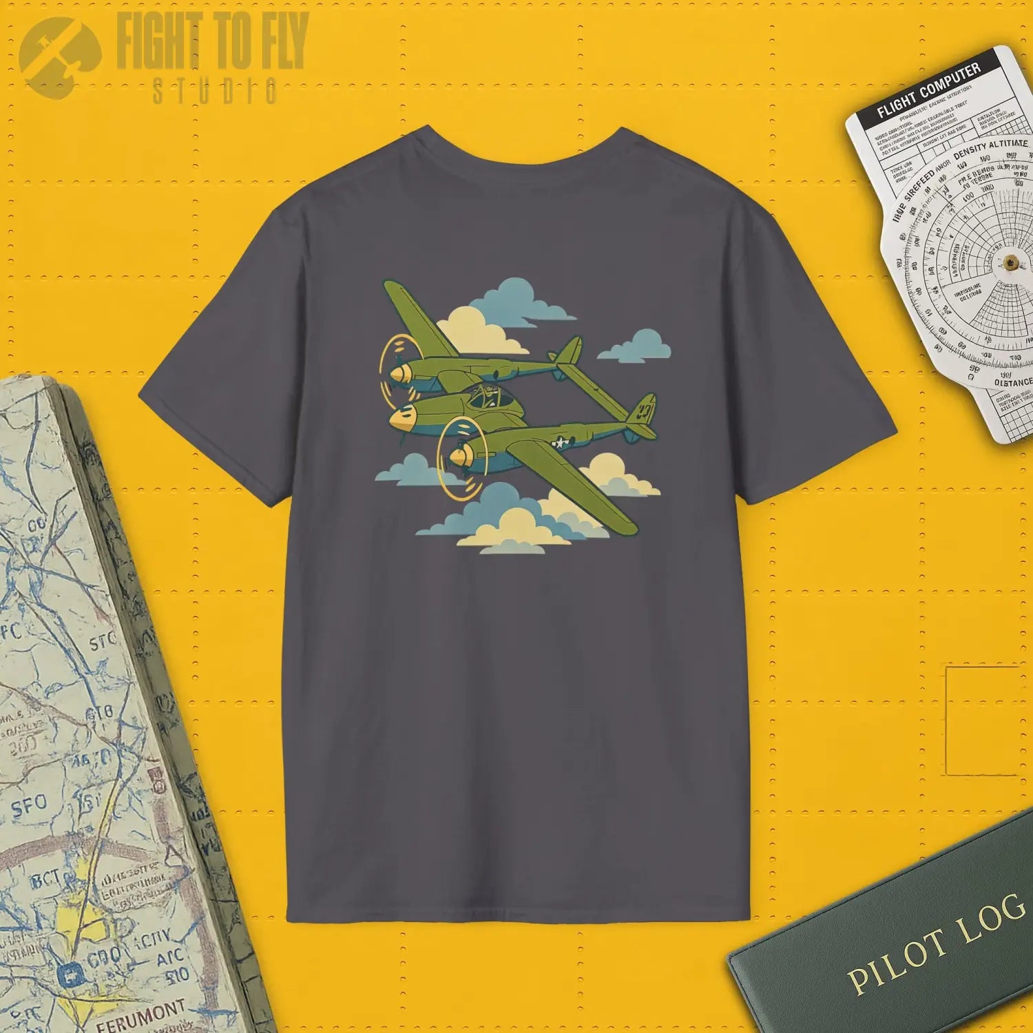 P-38 Lightning Premium Full Graphic T-Shirt - Pilot gifts - WWII warbird t-shirt