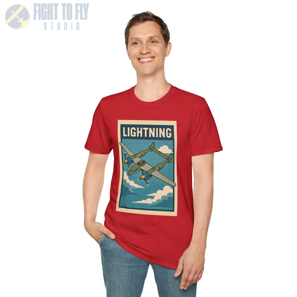P-38 Lightning Premium Full Graphic T-Shirt - Pilot gifts - WWII warbird t-shirt