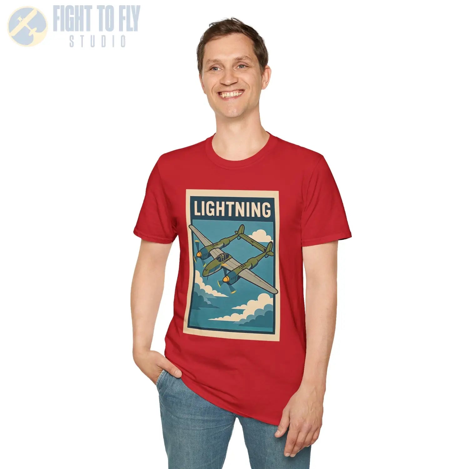 P-38 Lightning Premium Full Graphic T-Shirt - Pilot gifts - WWII warbird t-shirt