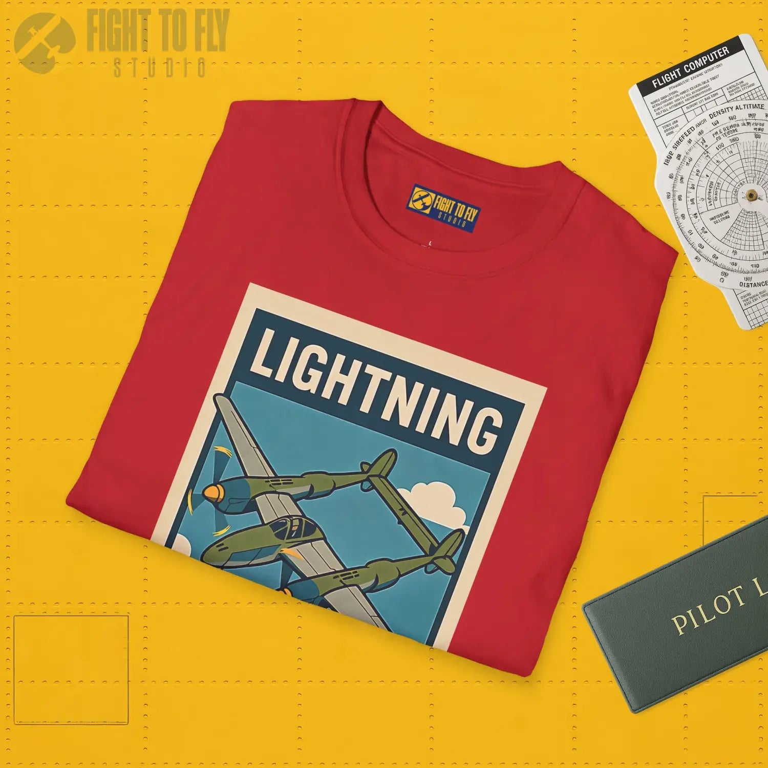 P-38 Lightning Premium Full Graphic T-Shirt - Pilot gifts - WWII warbird t-shirt