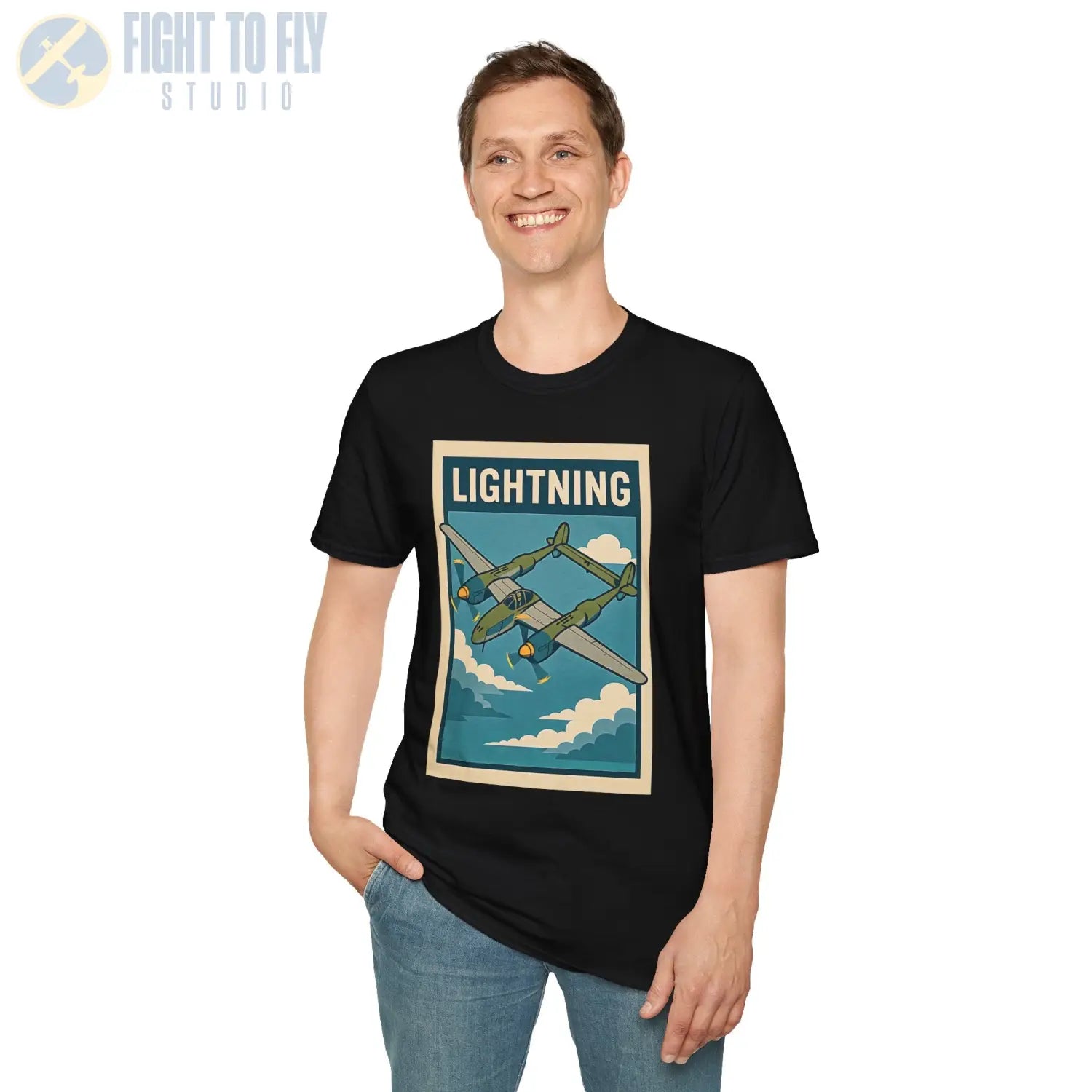 P-38 Lightning Premium Full Graphic T-Shirt - Pilot gifts - WWII warbird t-shirt