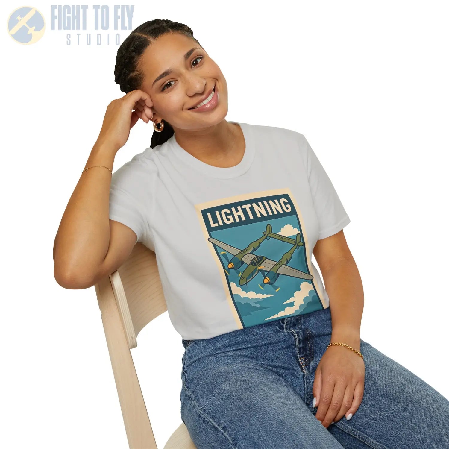 P-38 Lightning Premium Full Graphic T-Shirt - Pilot gifts - WWII warbird t-shirt