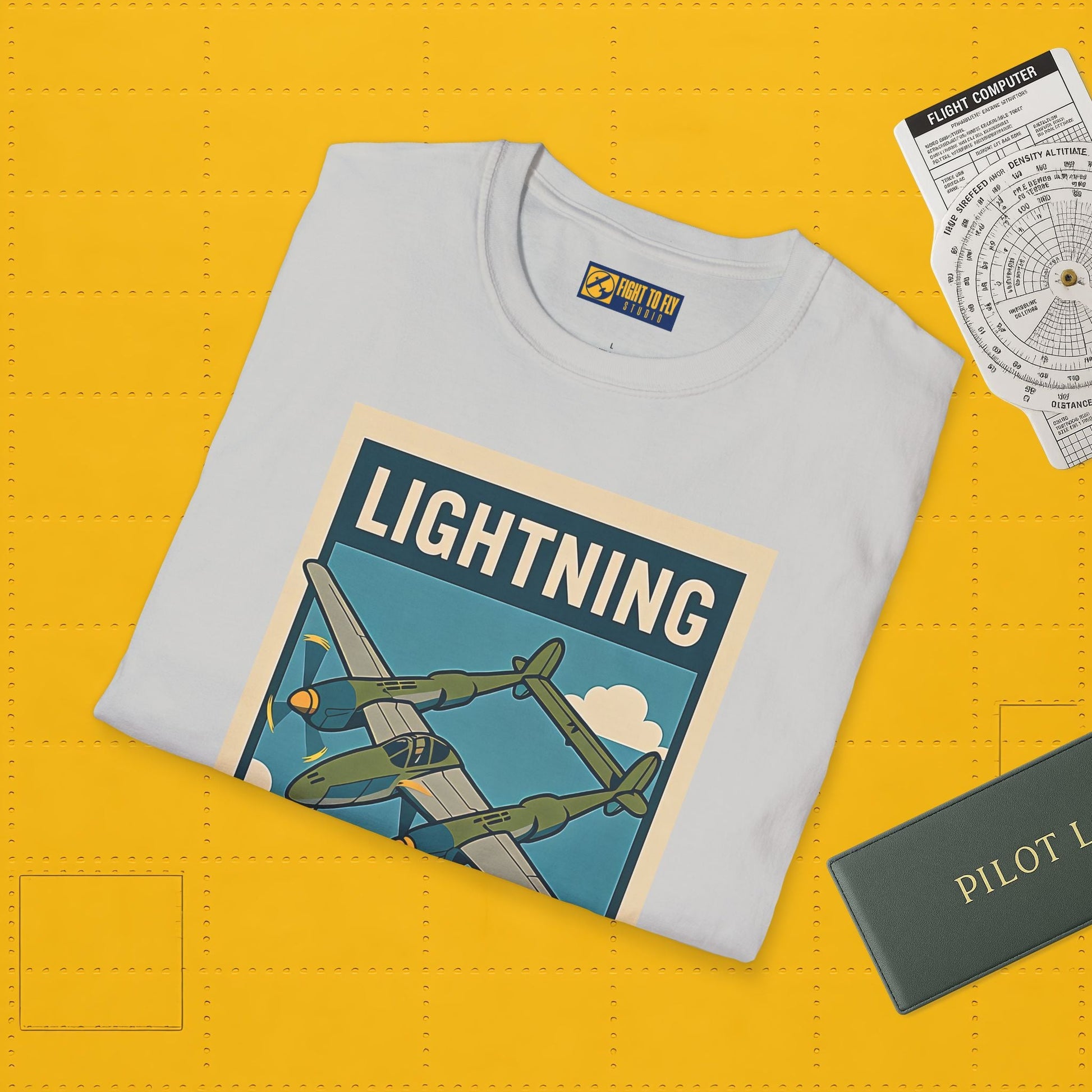 Lightning Premium T-Shirt – Twin-Boom Fighter Full Graphic WWII Aviation Tee - Pilot gifts - warbird t-shirt