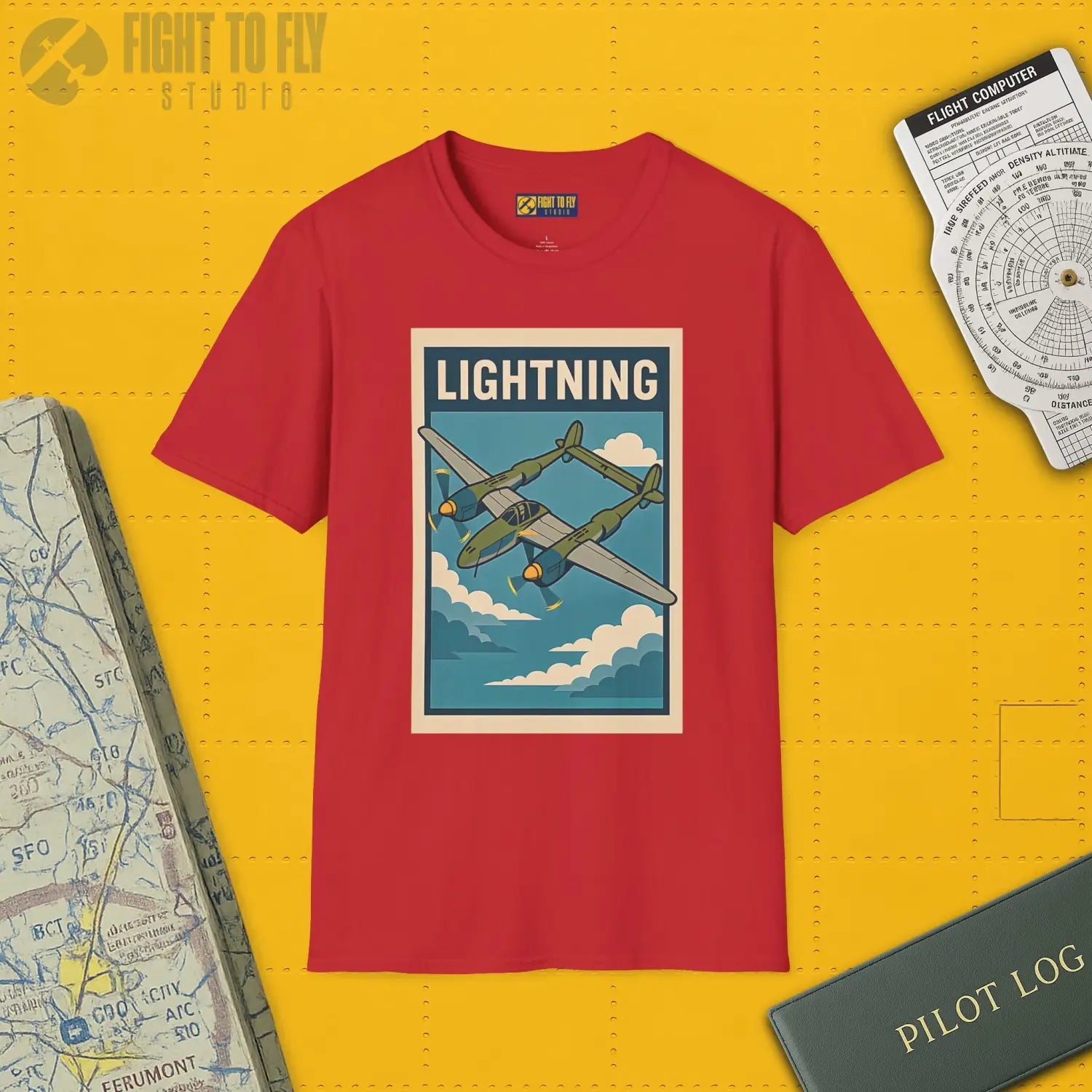 P-38 Lightning Premium Full Graphic T-Shirt - Pilot gifts - WWII warbird t-shirt