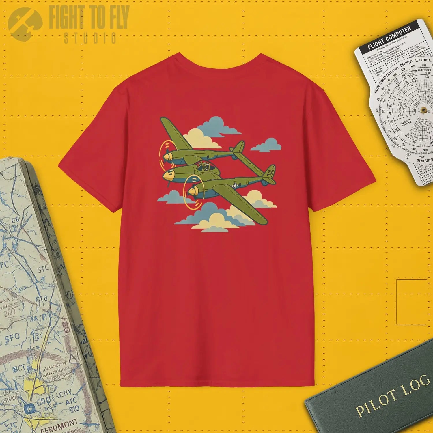 P-38 Lightning Premium Full Graphic T-Shirt - Pilot gifts - WWII warbird t-shirt