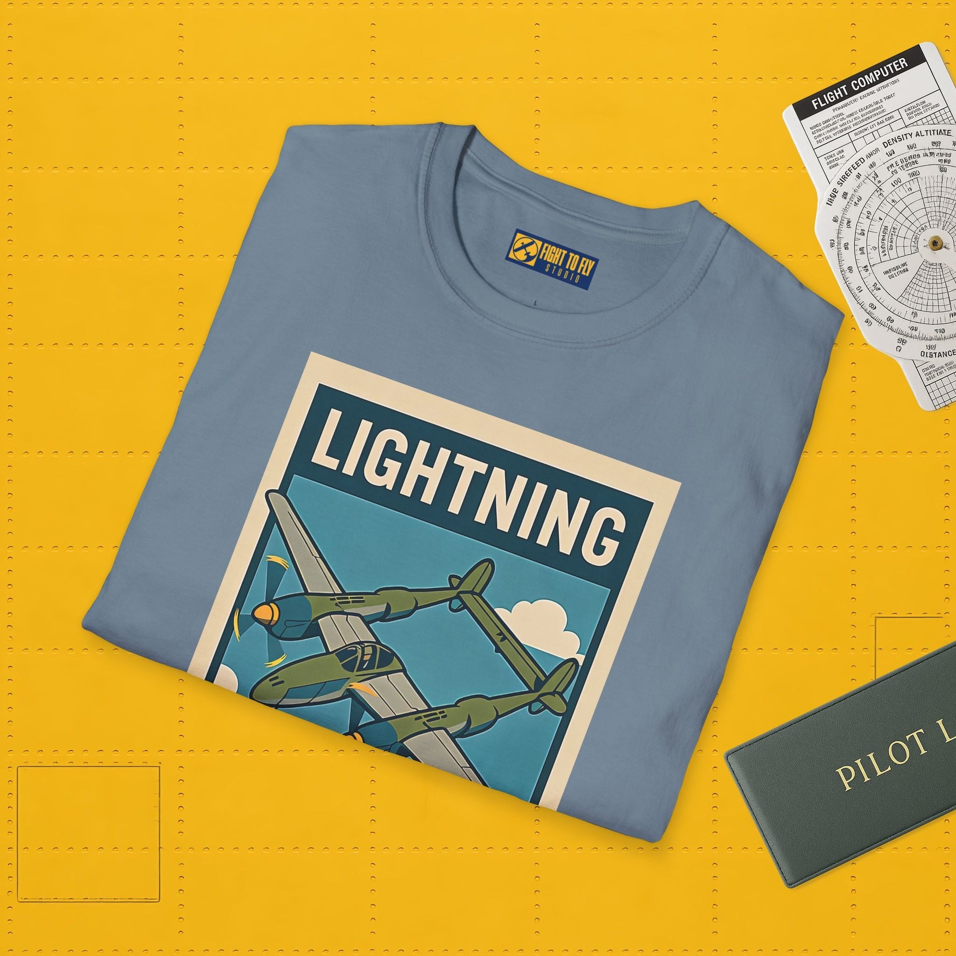 Lightning Premium T-Shirt – Twin-Boom Fighter Full Graphic WWII Aviation Tee - Pilot gifts - warbird t-shirt