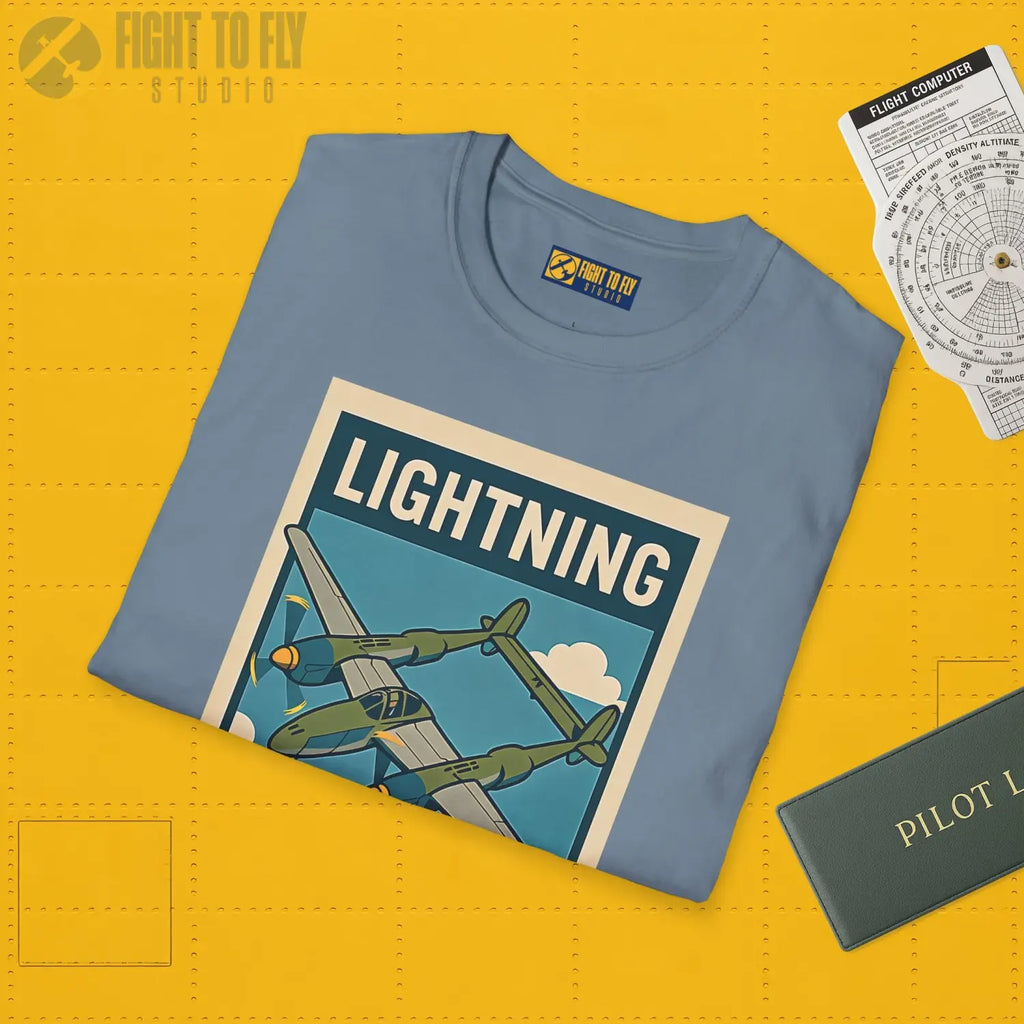 P-38 Lightning Premium Full Graphic T-Shirt - Pilot gifts - WWII warbird t-shirt