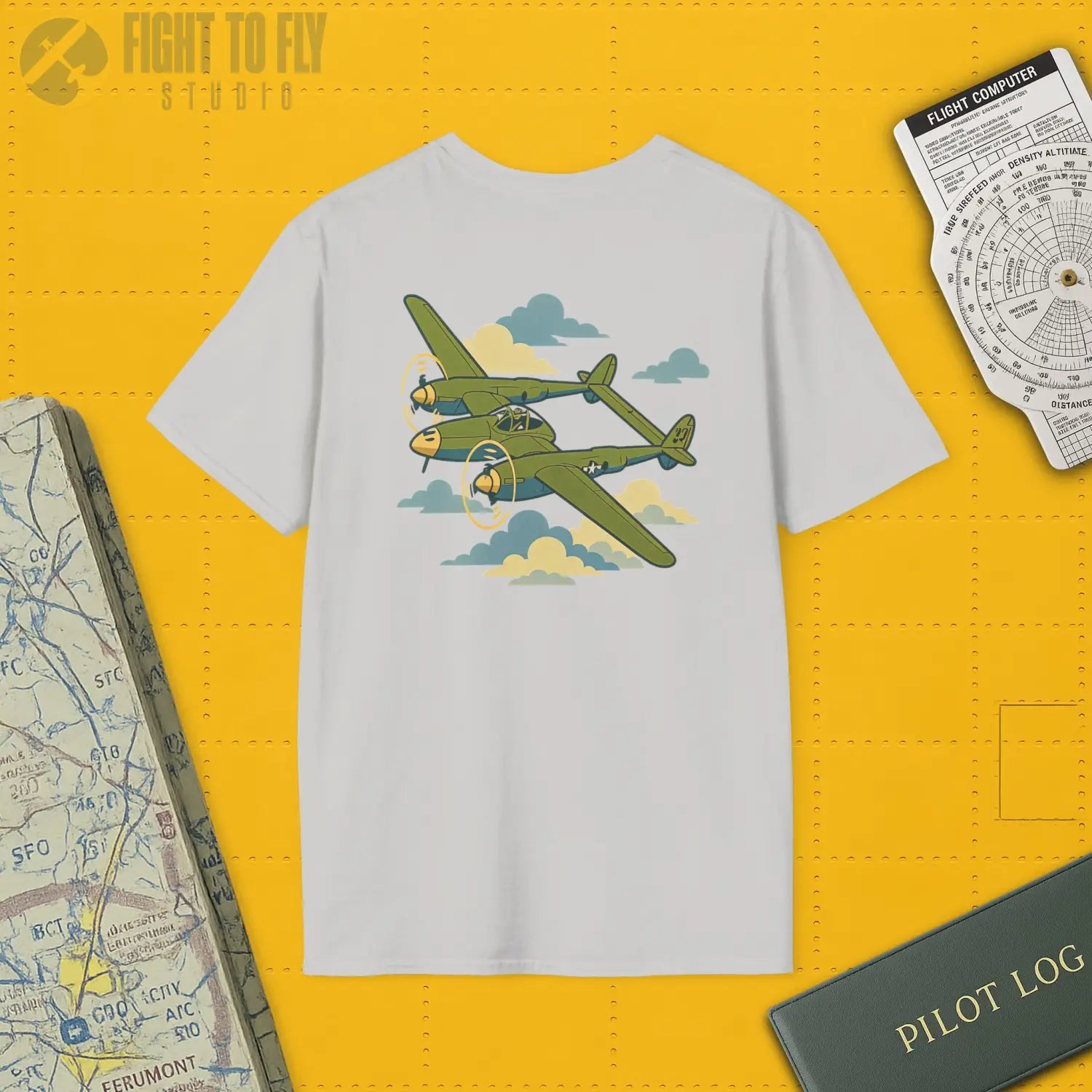 P-38 Lightning Premium Full Graphic T-Shirt - Pilot gifts - WWII warbird t-shirt