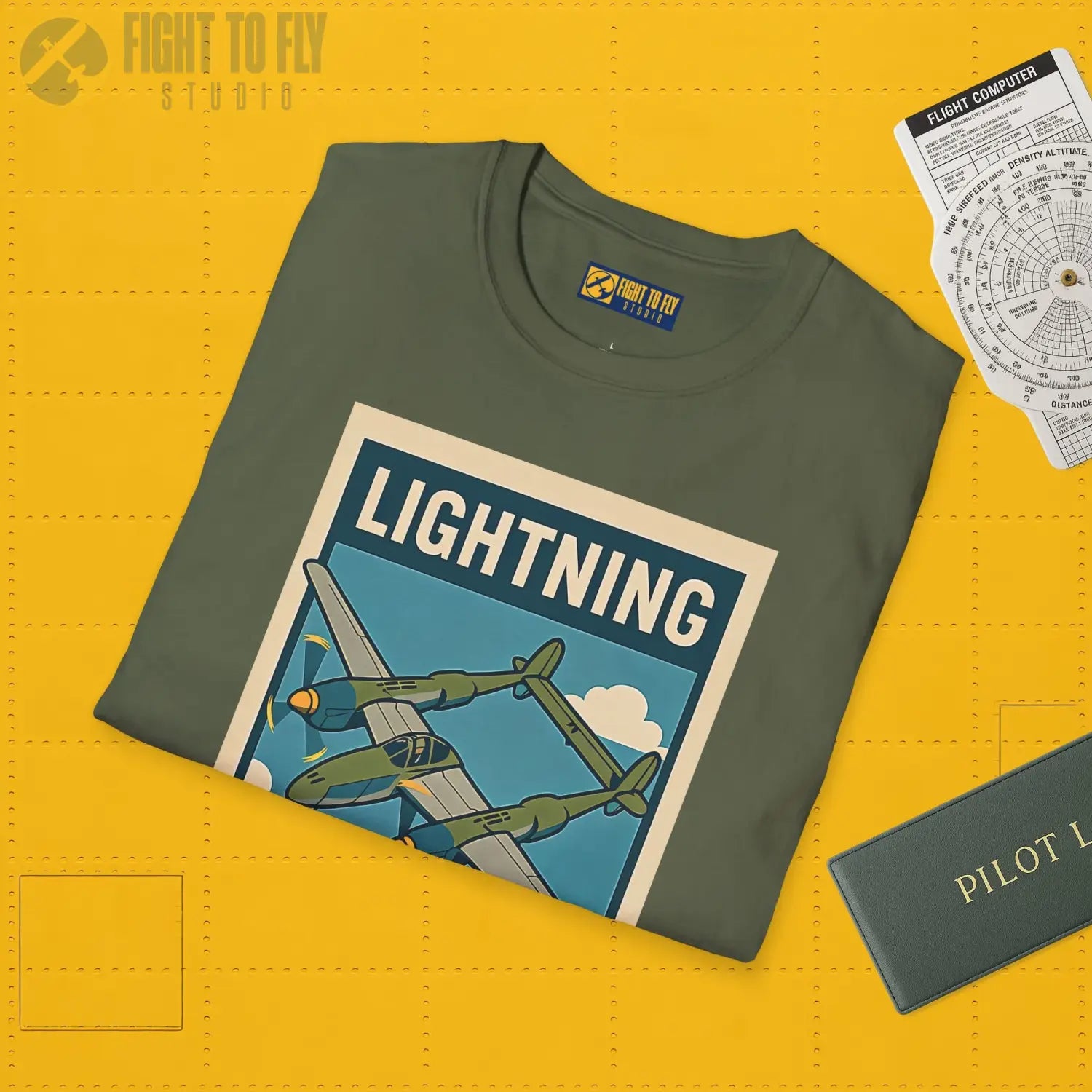 P-38 Lightning Premium Full Graphic T-Shirt - Pilot gifts - WWII warbird t-shirt