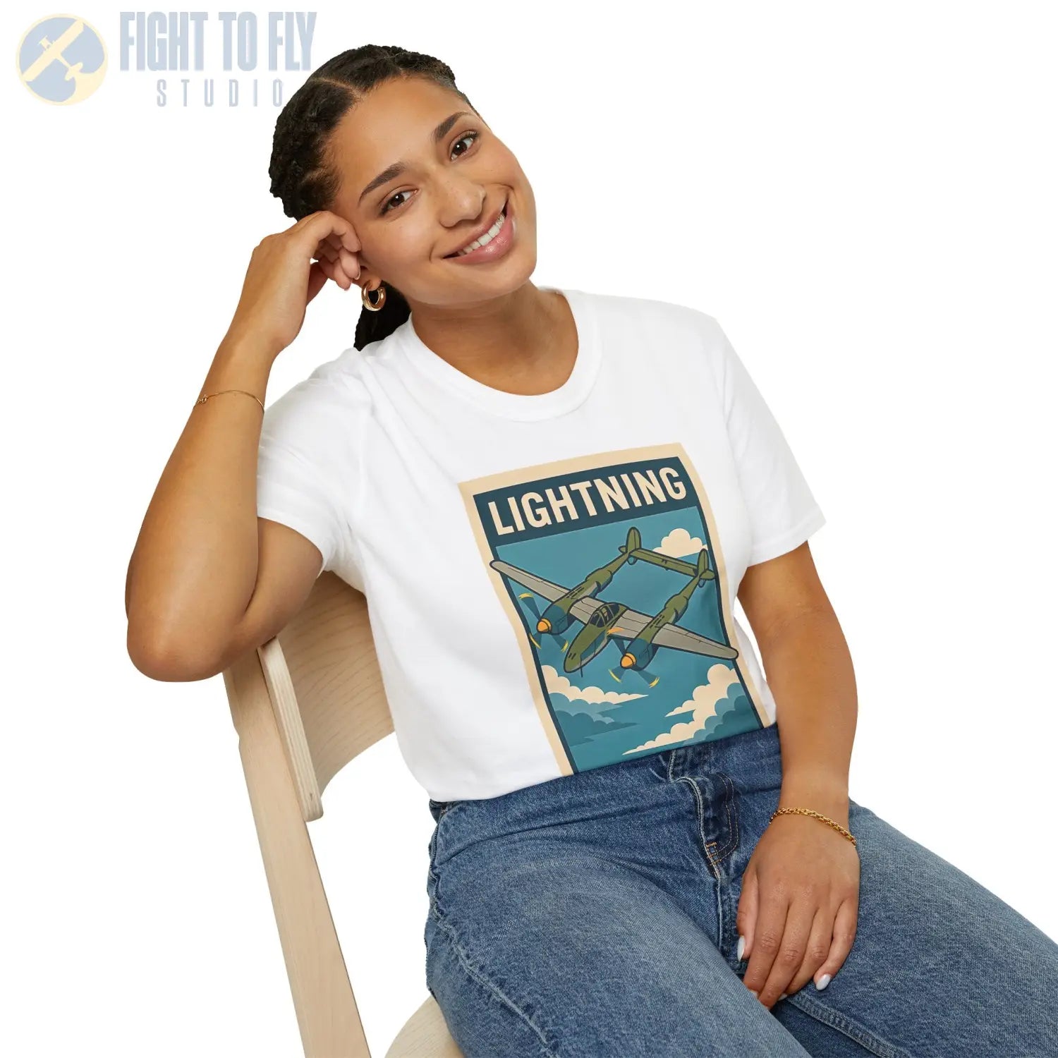 P-38 Lightning Premium Full Graphic T-Shirt - Pilot gifts - WWII warbird t-shirt