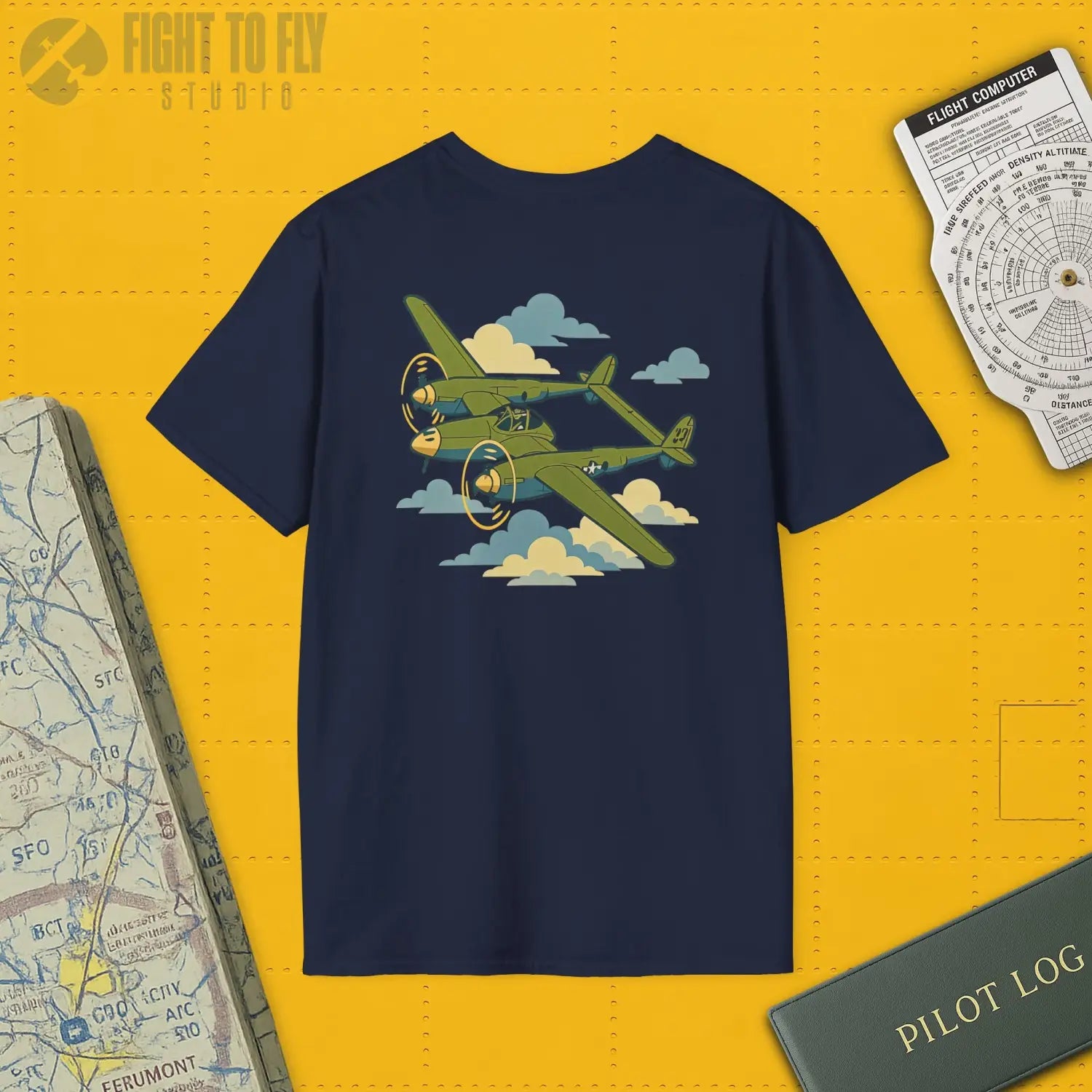 P-38 Lightning Premium Full Graphic T-Shirt - Pilot gifts - WWII warbird t-shirt